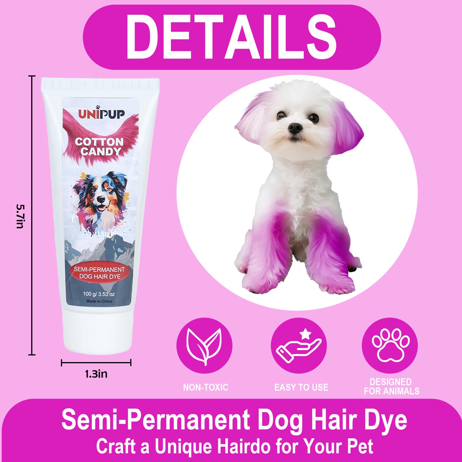 UNIPUP Coloration poil bleu: allure audacieuse et temporaire.