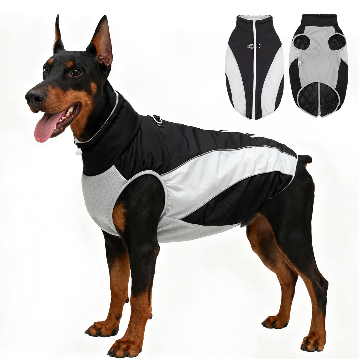 UNIPUP manteau chien grande taille avec harnais integre pour promenade securisee