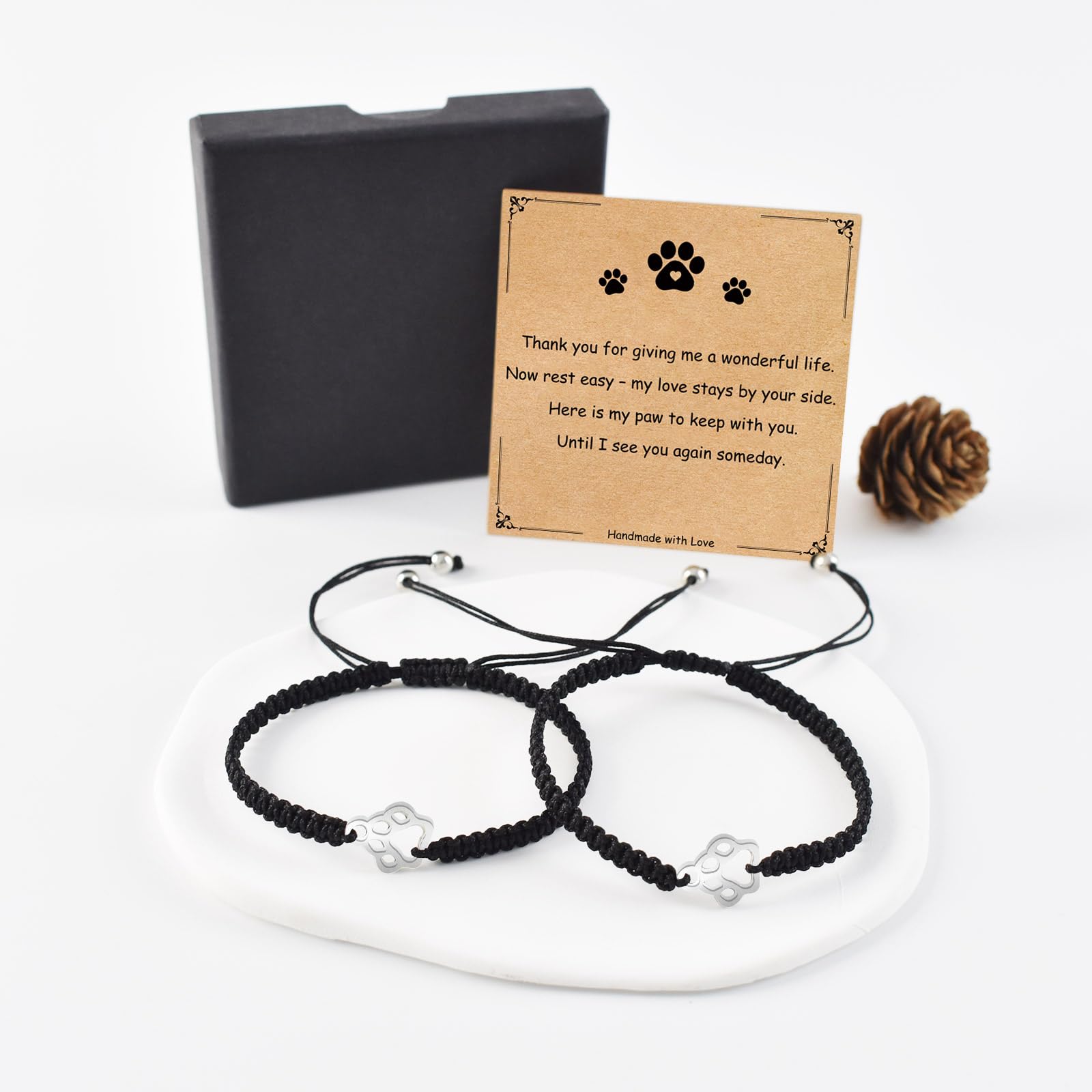 Ensemble de deux bracelets mémoriaux Uoiispet pour chien et chat.