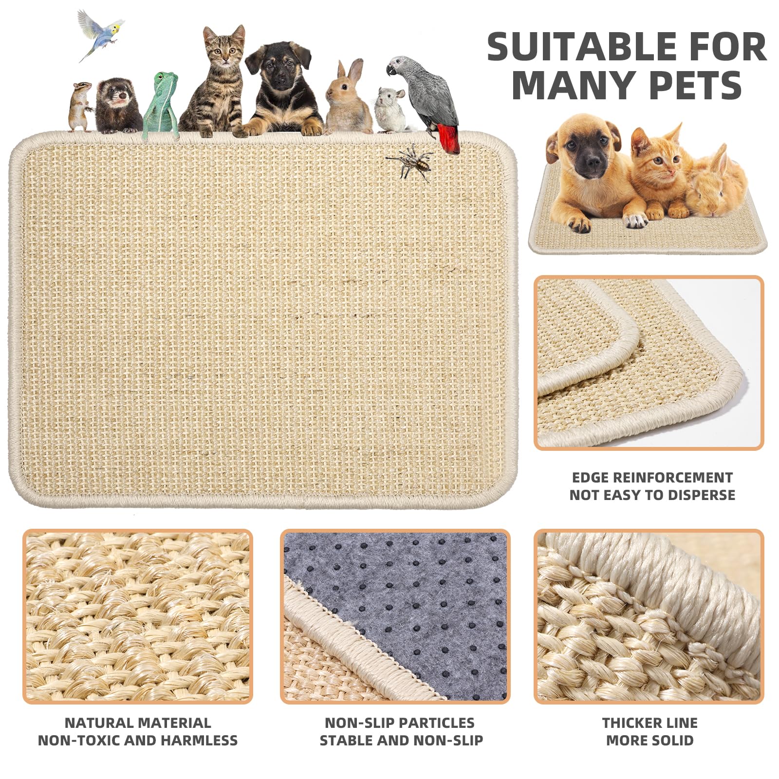 Tapis grattage Uotey beige, facile à nettoyer après les sessions de jeu