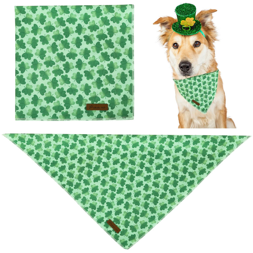 Foulard UP URARA PUP Saint Patrick motif trèfle vert, parfait pour les balades festives.