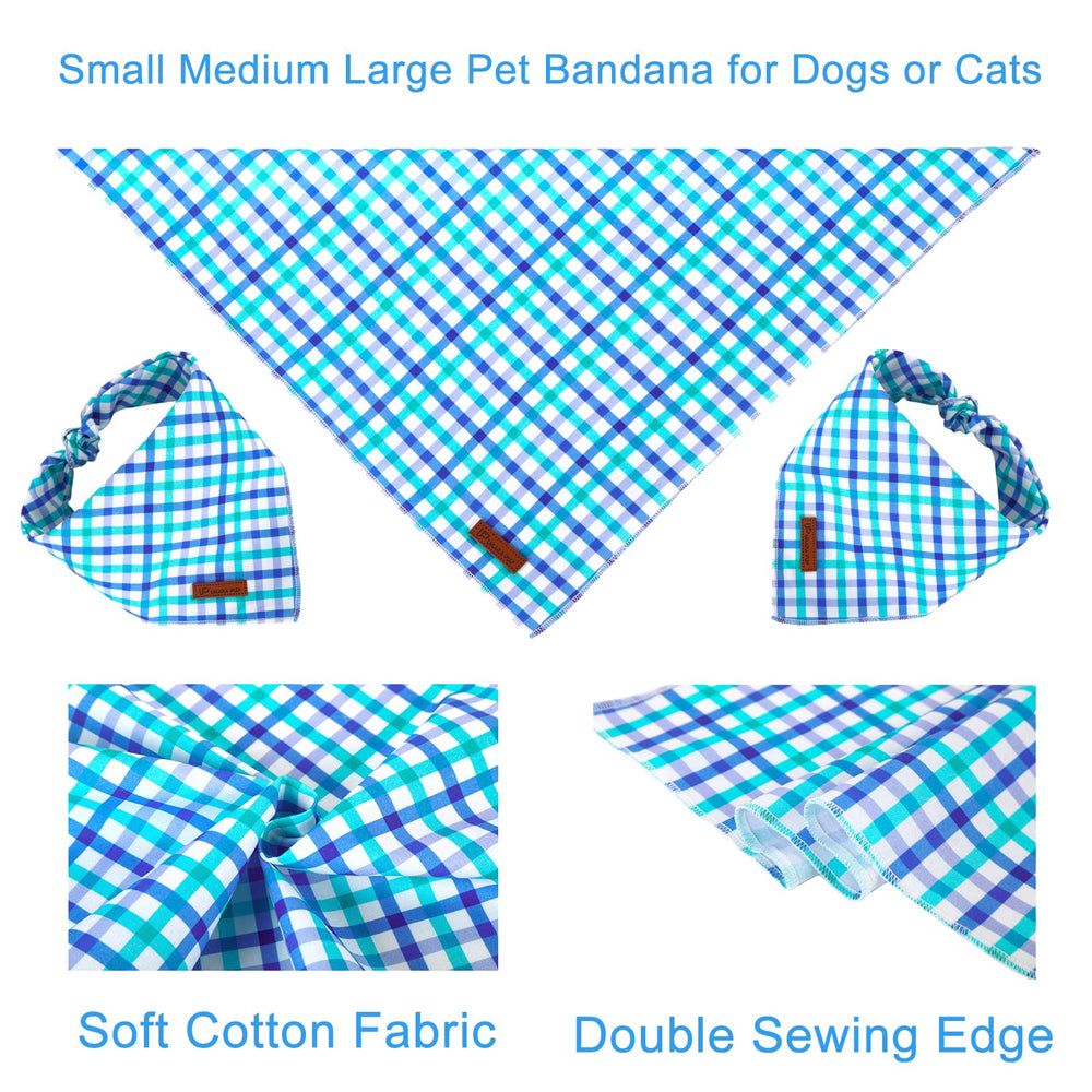 UP URARA PUP bandana coton doux bleu, confort pour la peau de votre chien.