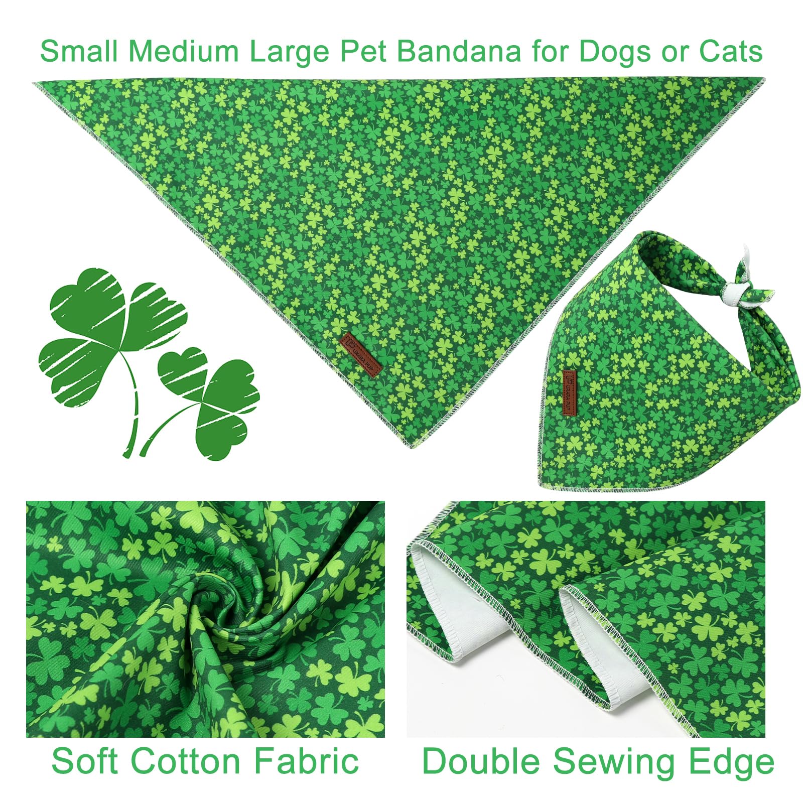 Bandana Saint-Patrick UP URARA PUP prêt pour fêtes et photos, vert.