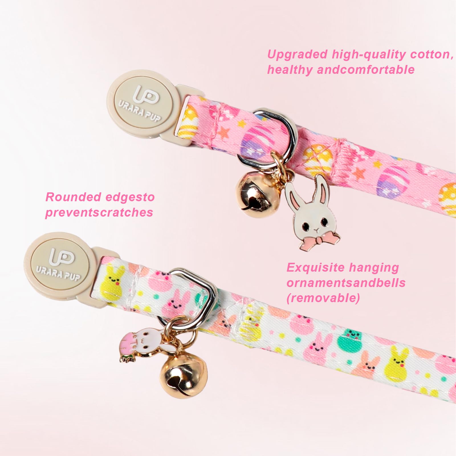 Collier UP URARA PUP paques motif lapin, couleur rosée