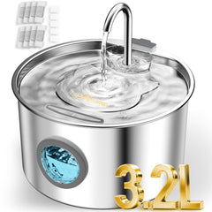 UPAWPIA Fontaine d’eau 3,2 L en inox, hydratation durable pour chats.