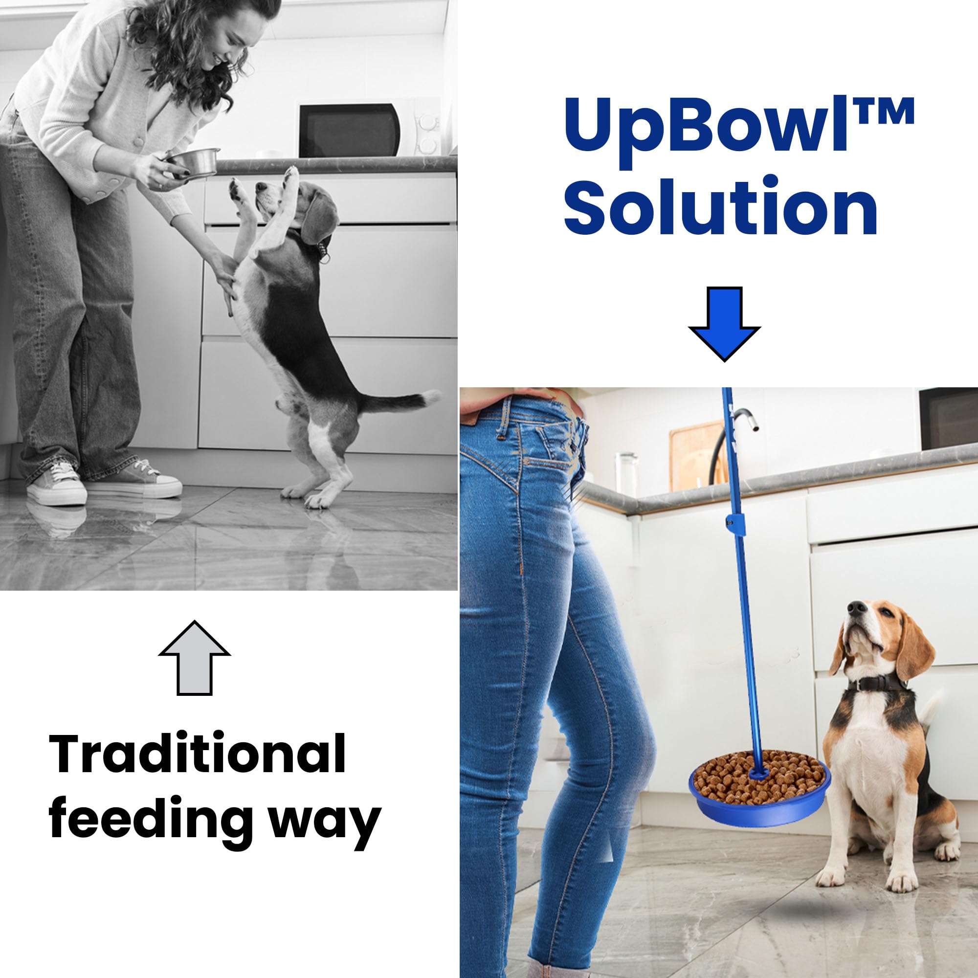 UpBowl poteau ajustable jusqu a 91 cm pour plus de confort.