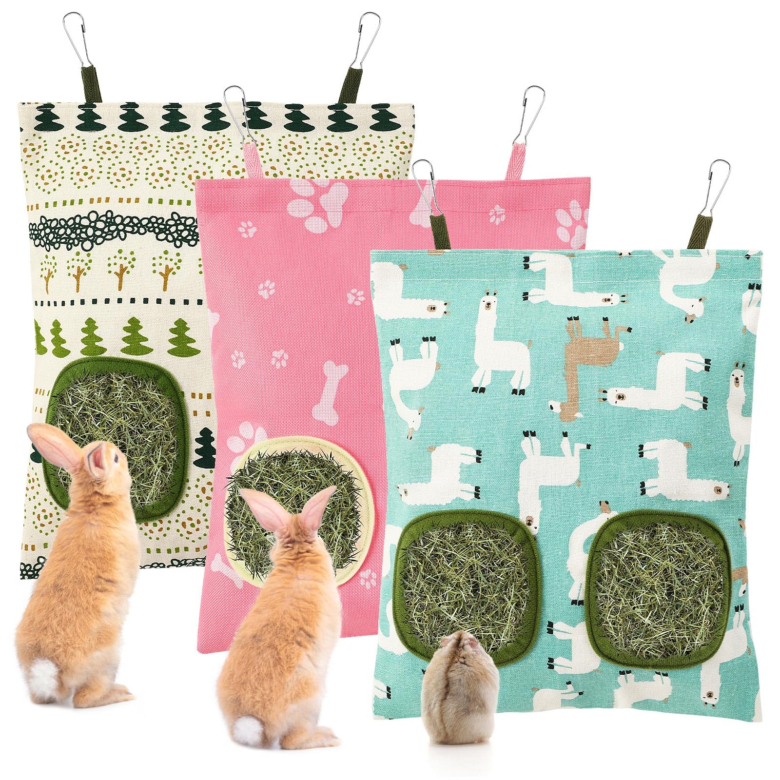 UPINS sac-a-foin-pour-lapins-2-trous, pratique et propre.