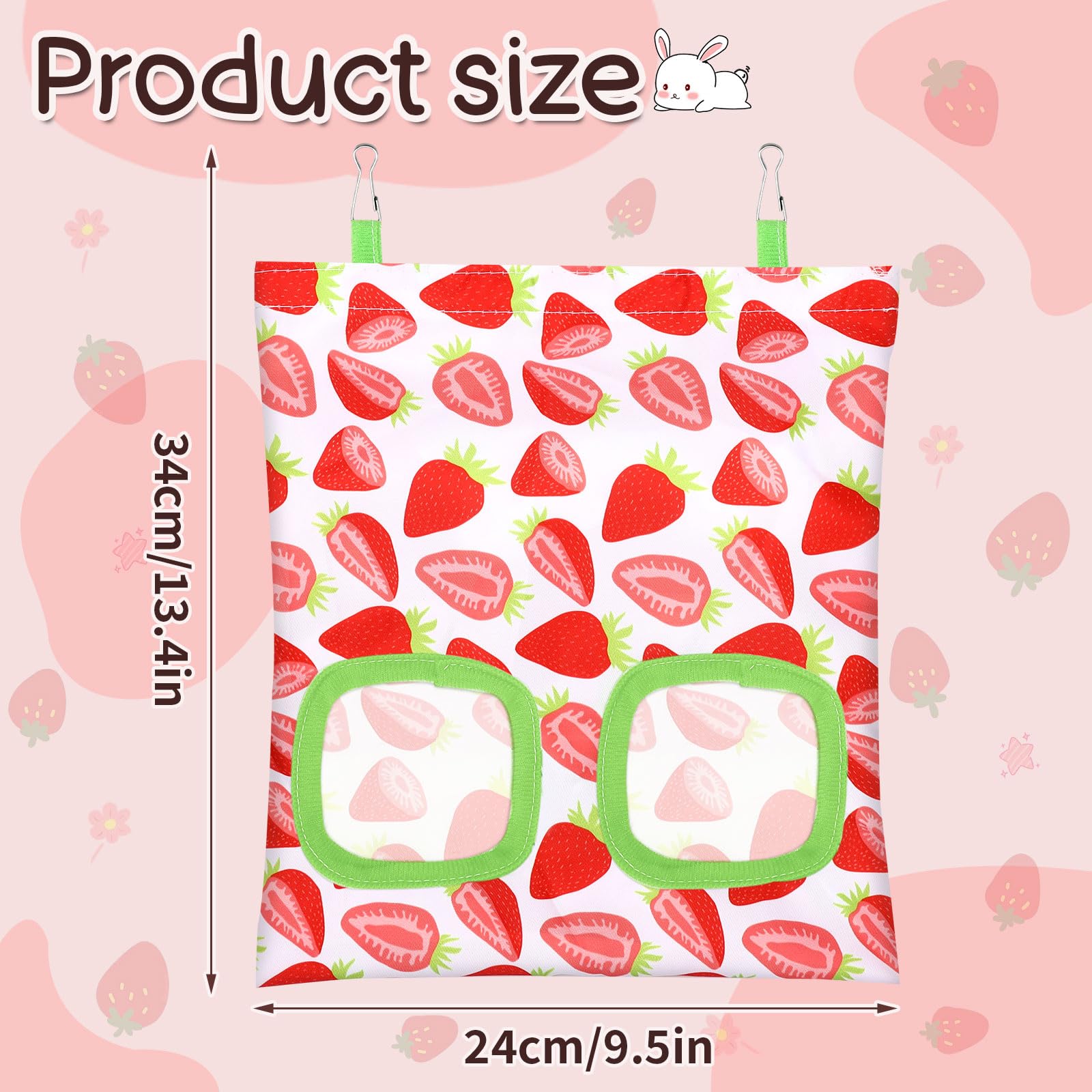 UPINS Sac de foin pour lapins motif fruits, facile à accrocher dans la cage.