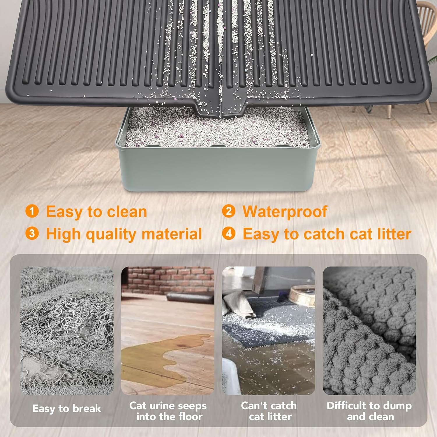 Upsky tapis litière chat bords imperméables protégeant le sol