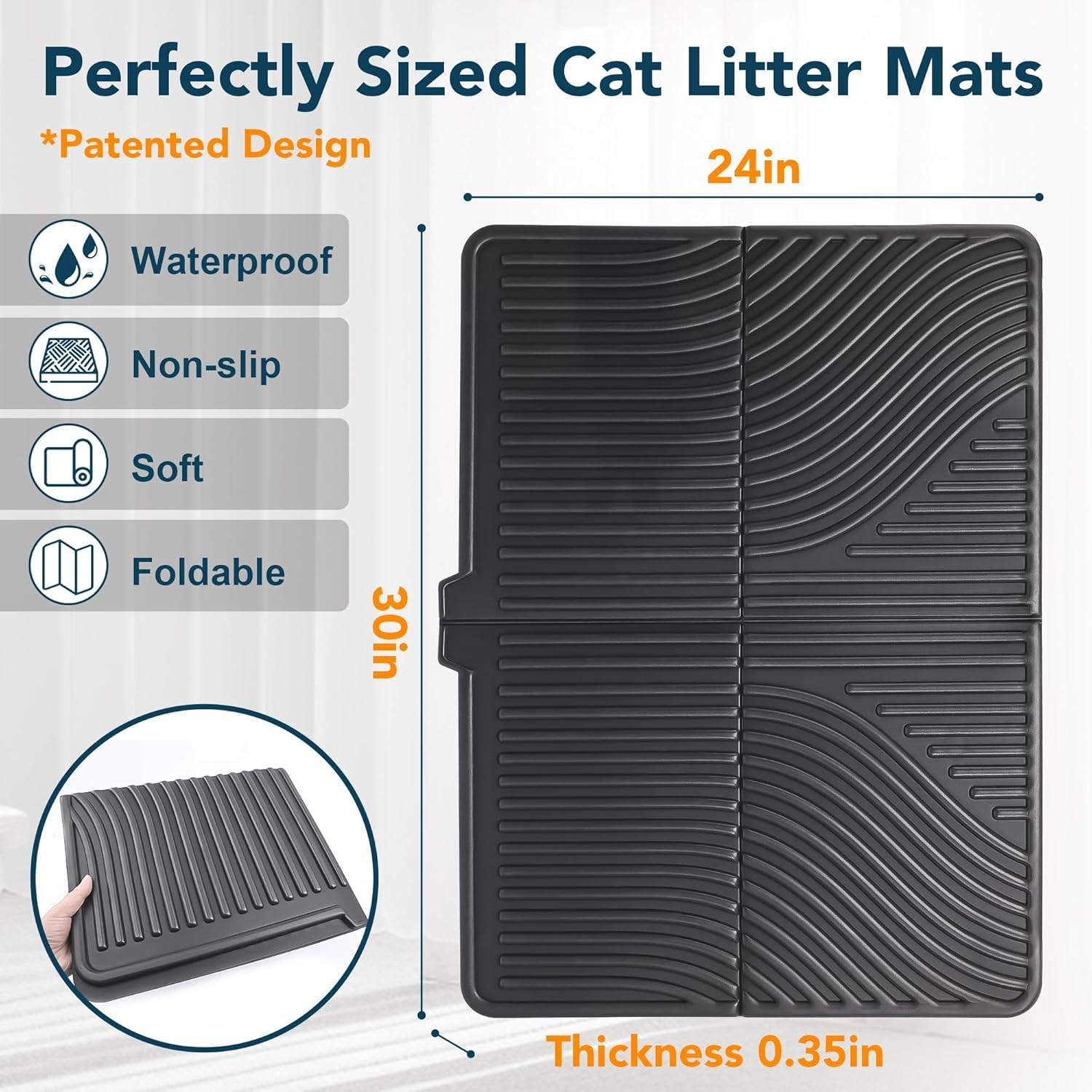 Upsky tapis litière chat grande taille 31x24 pour plus de couverture