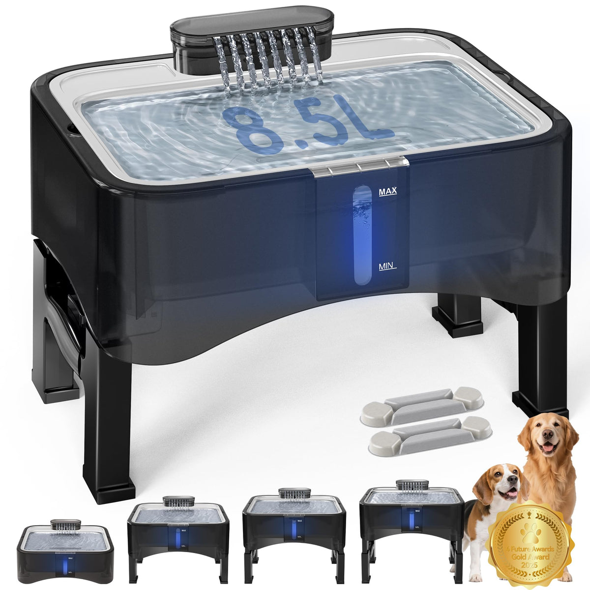 Fontaine UPSKY élevée pour chiens de toutes tailles avec posture de boisson confortable.