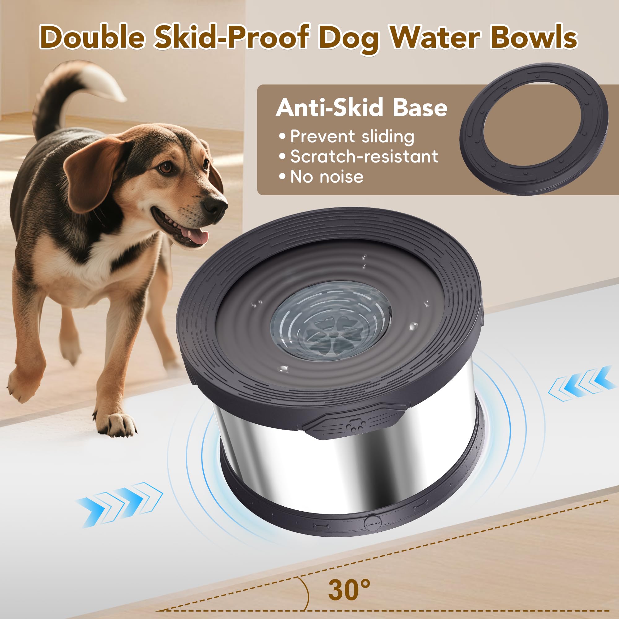 Upsky base anti-dérapante chien bol eau inox stabilité renforcée