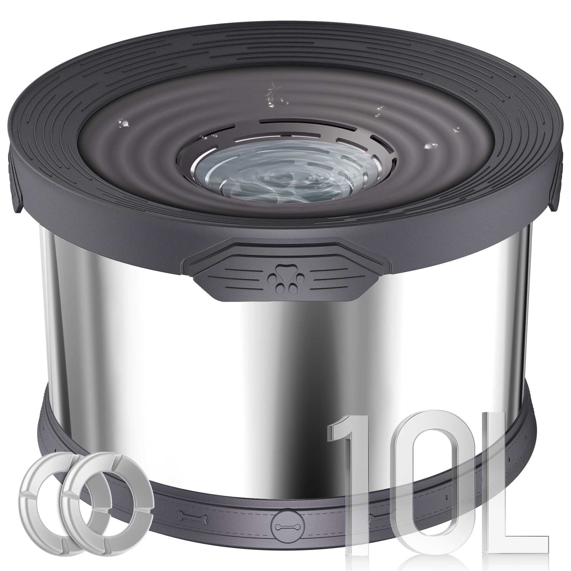 Upsky bol eau chien anti-debordement 10l inox évite éclaboussures et sol propre