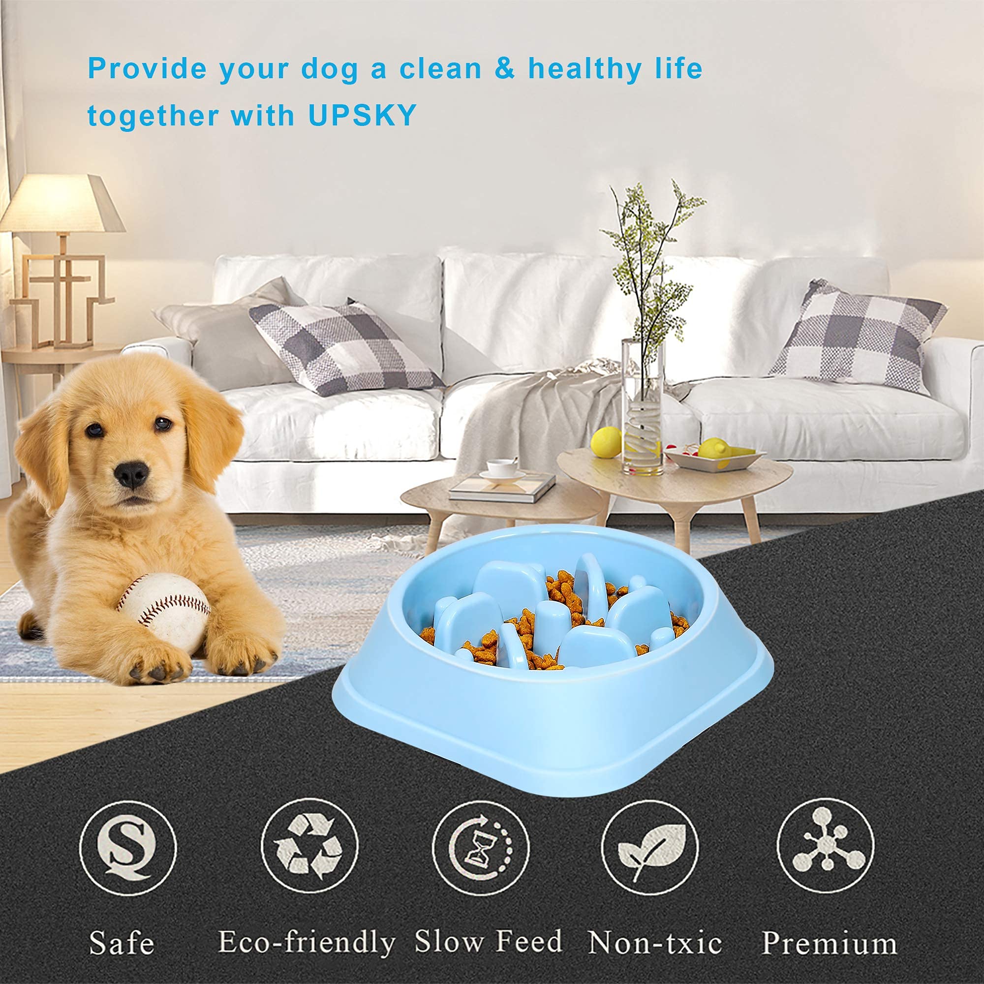 UPSKY bol lent macaron rouge pour petit chien, nettoyage facile et rangement pratique.