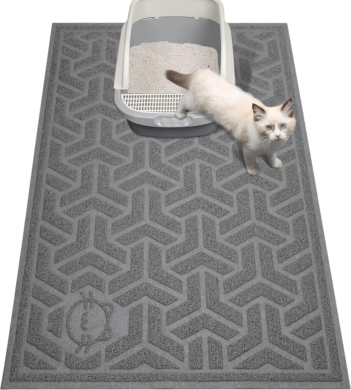 Tapis UPSKY grand format rectangulaire pour litière, contrôle des débris autour du bac.