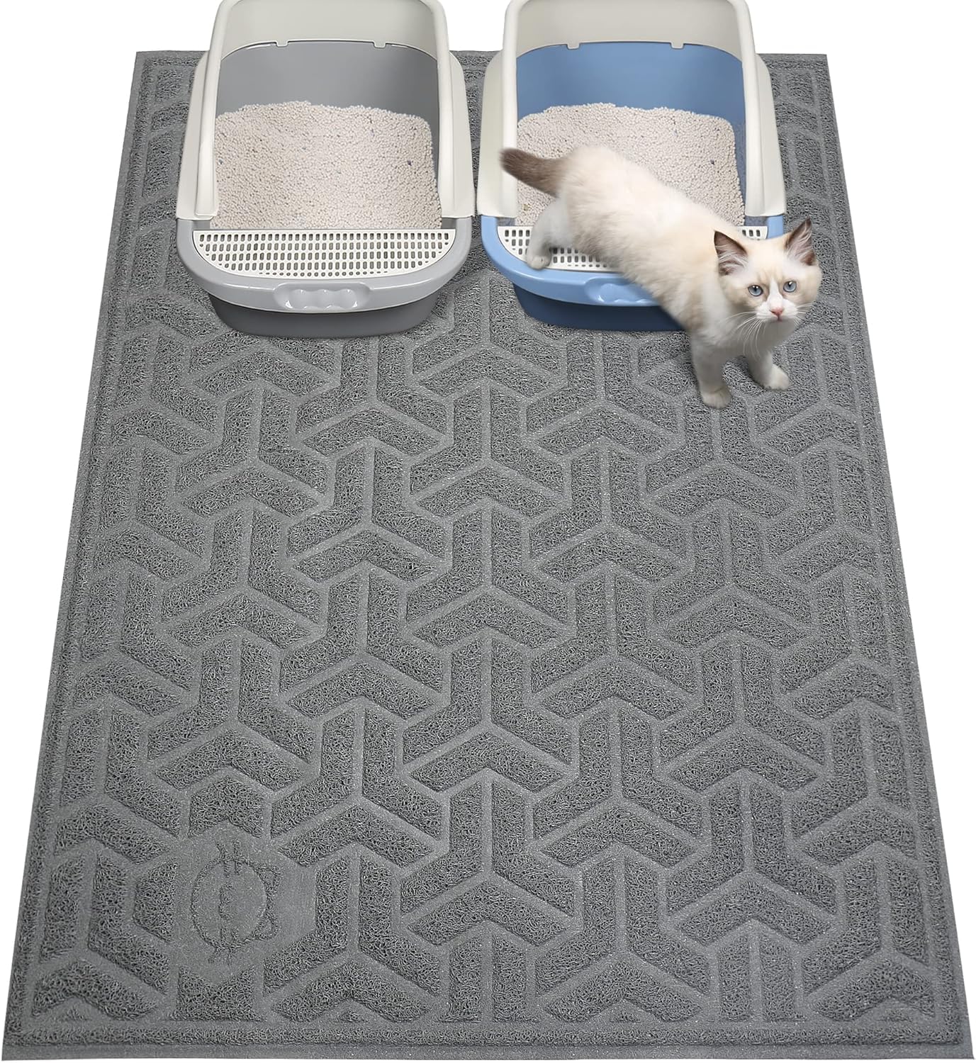 UPSKY Tapis Litière Chat XL montrant le grand format pour capturer les éclaboussures.