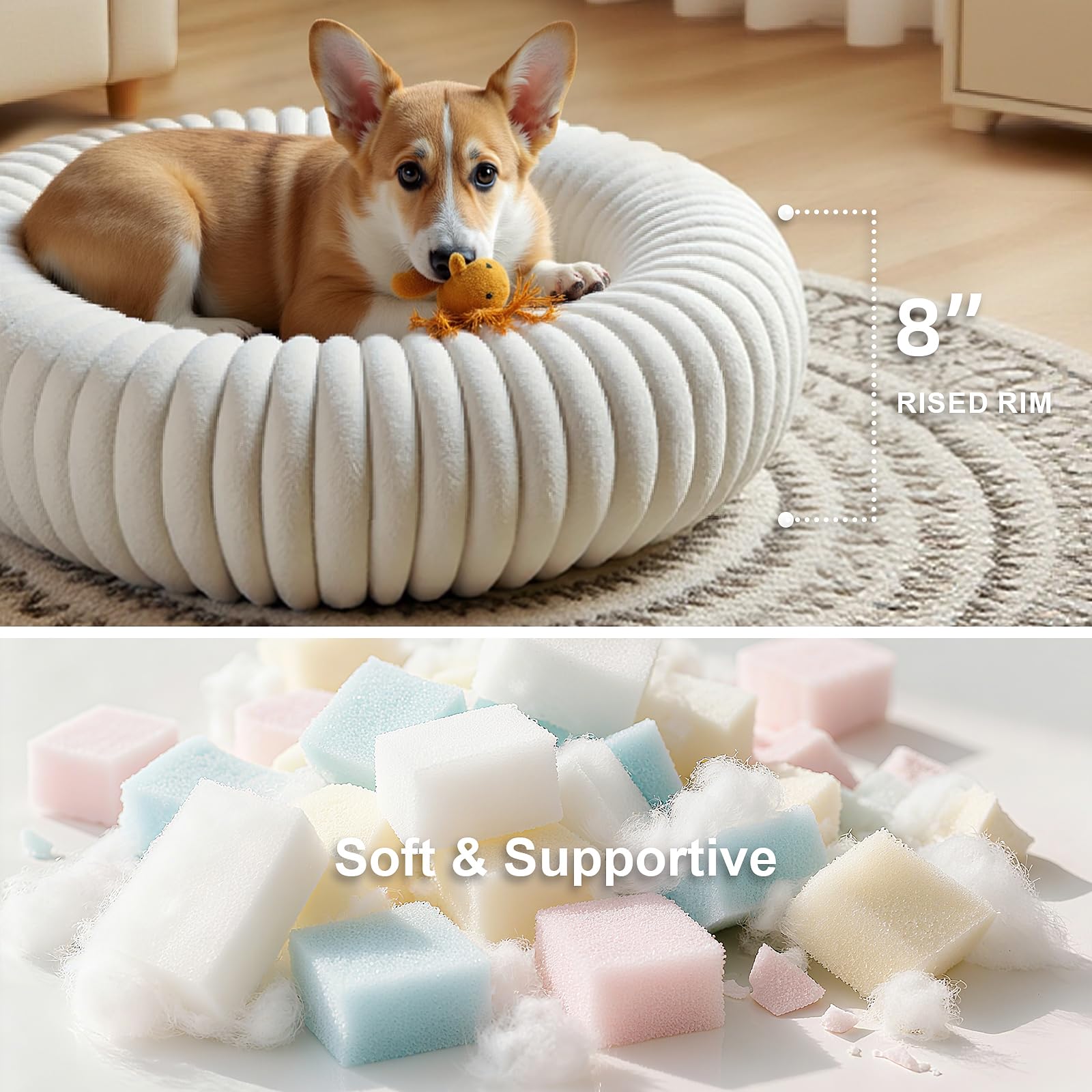URGVANZ PET lit rond lavable, housse facile d'entretien pour chat