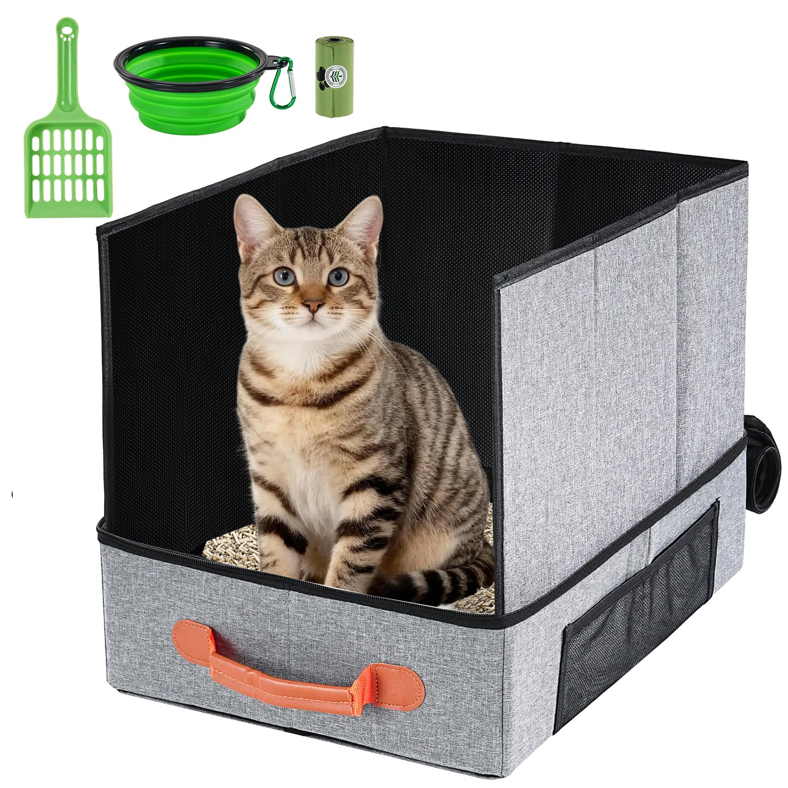 Litière de voyage Uross avec baffle, pratique lors des trajets avec votre chat.