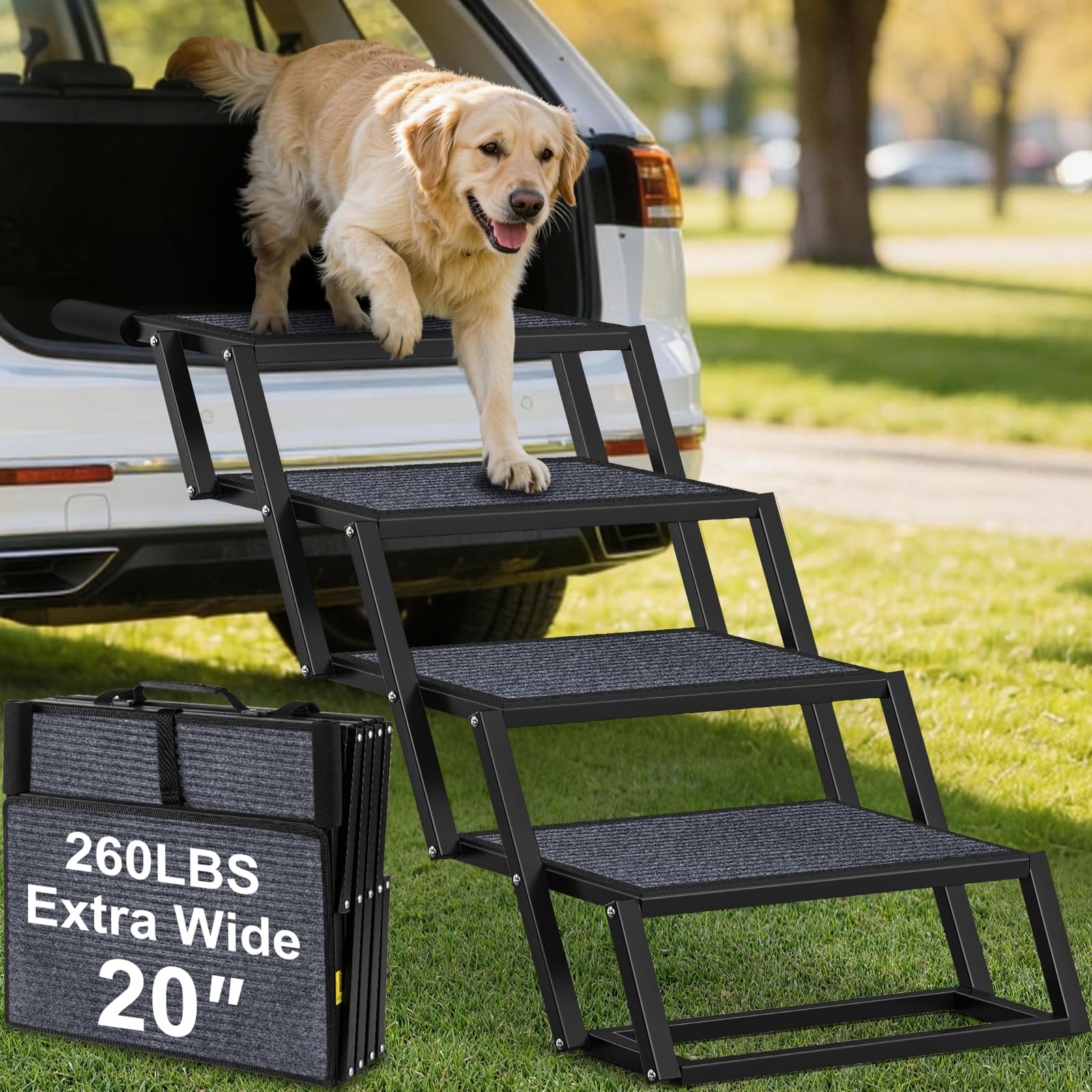 URPOWER escalier chien extra-large 20 pouces pour accès sécurisé au véhicule.