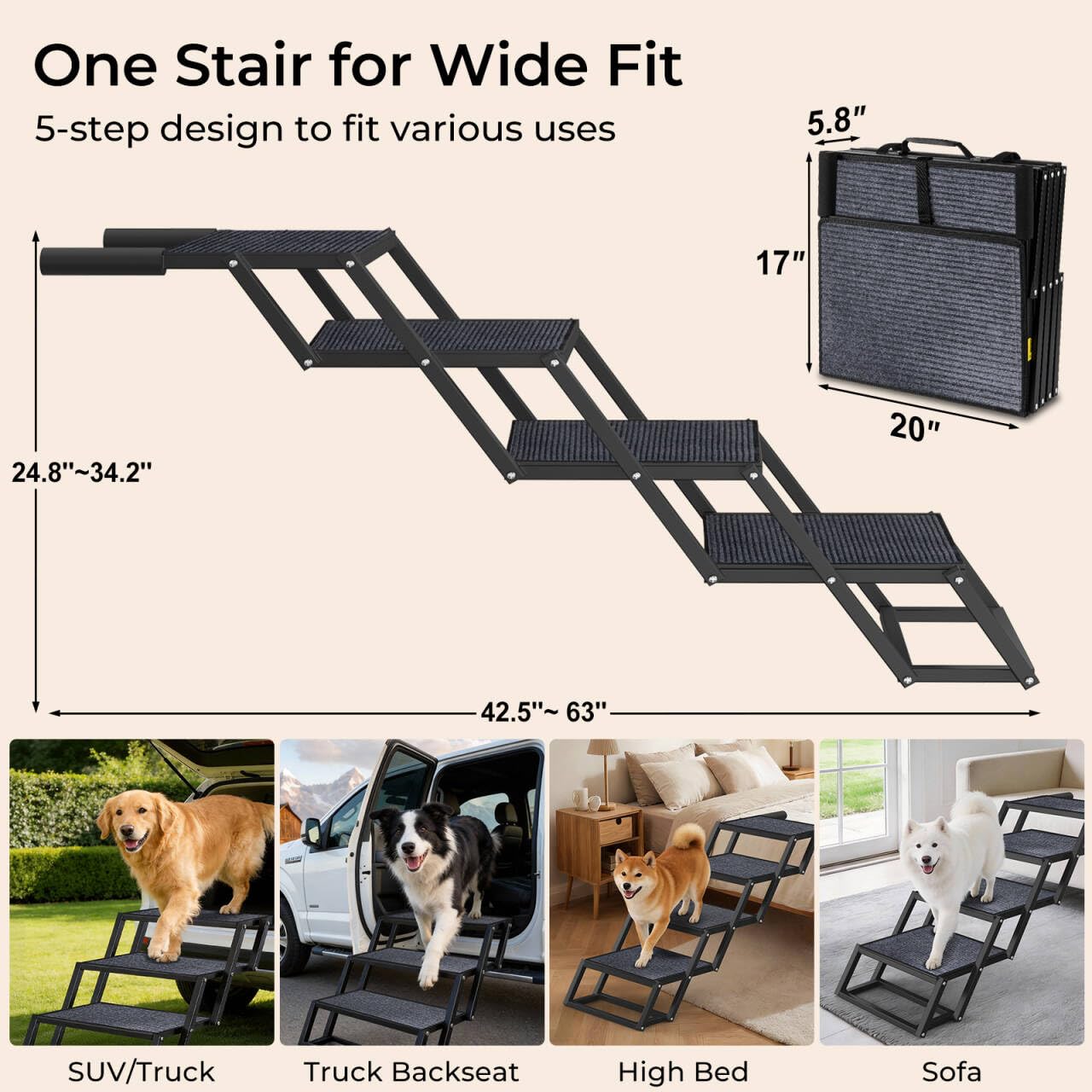 URPOWER escalier chien idéal pour VUS et camion avec accès pratique.
