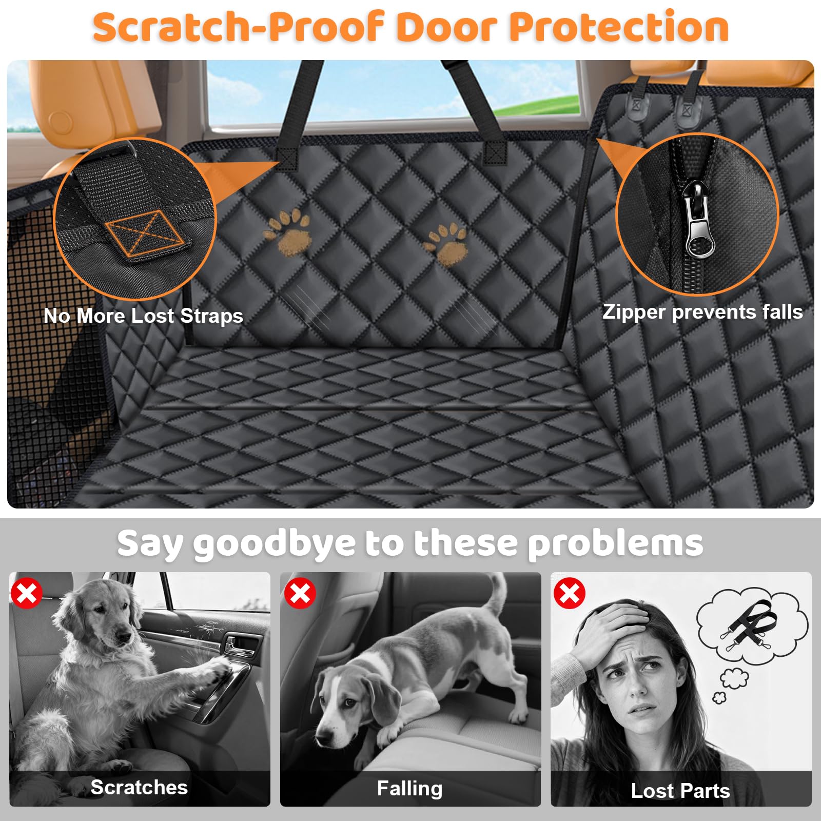 URPOWER fond dur siege arriere: offre une base stabile pour le chien
