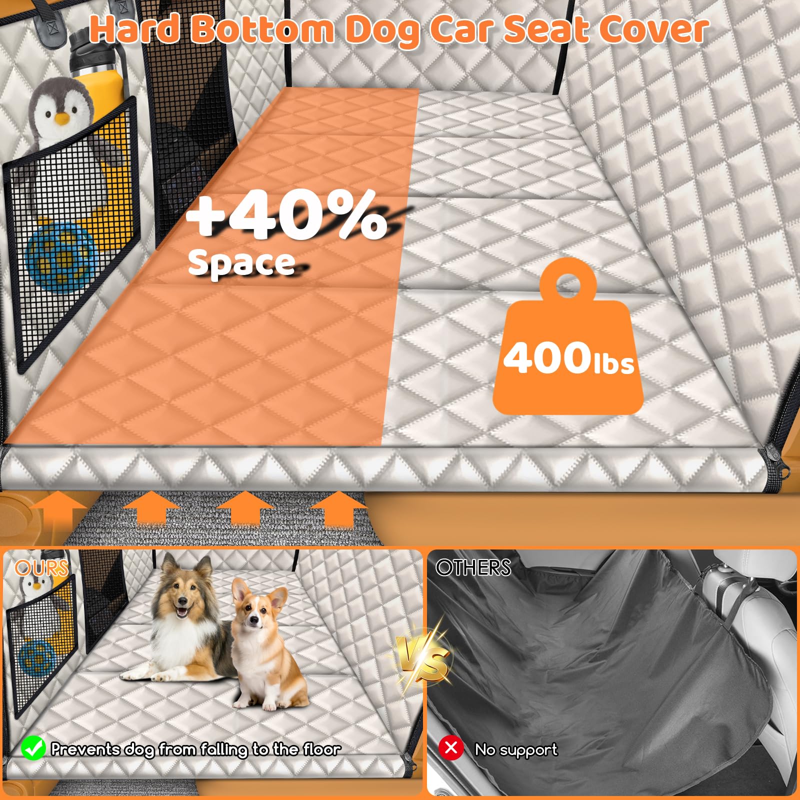 URPOWER housse chien avec bords latéraux zippés pour sécurité et propreté du véhicule