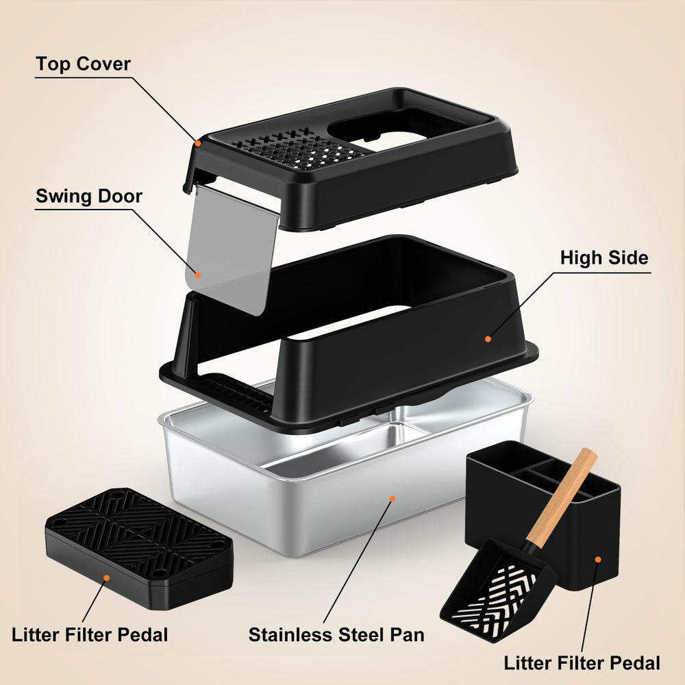 URPOWER litiere inox entree-double: adaptabilite selon le caractere du chat.