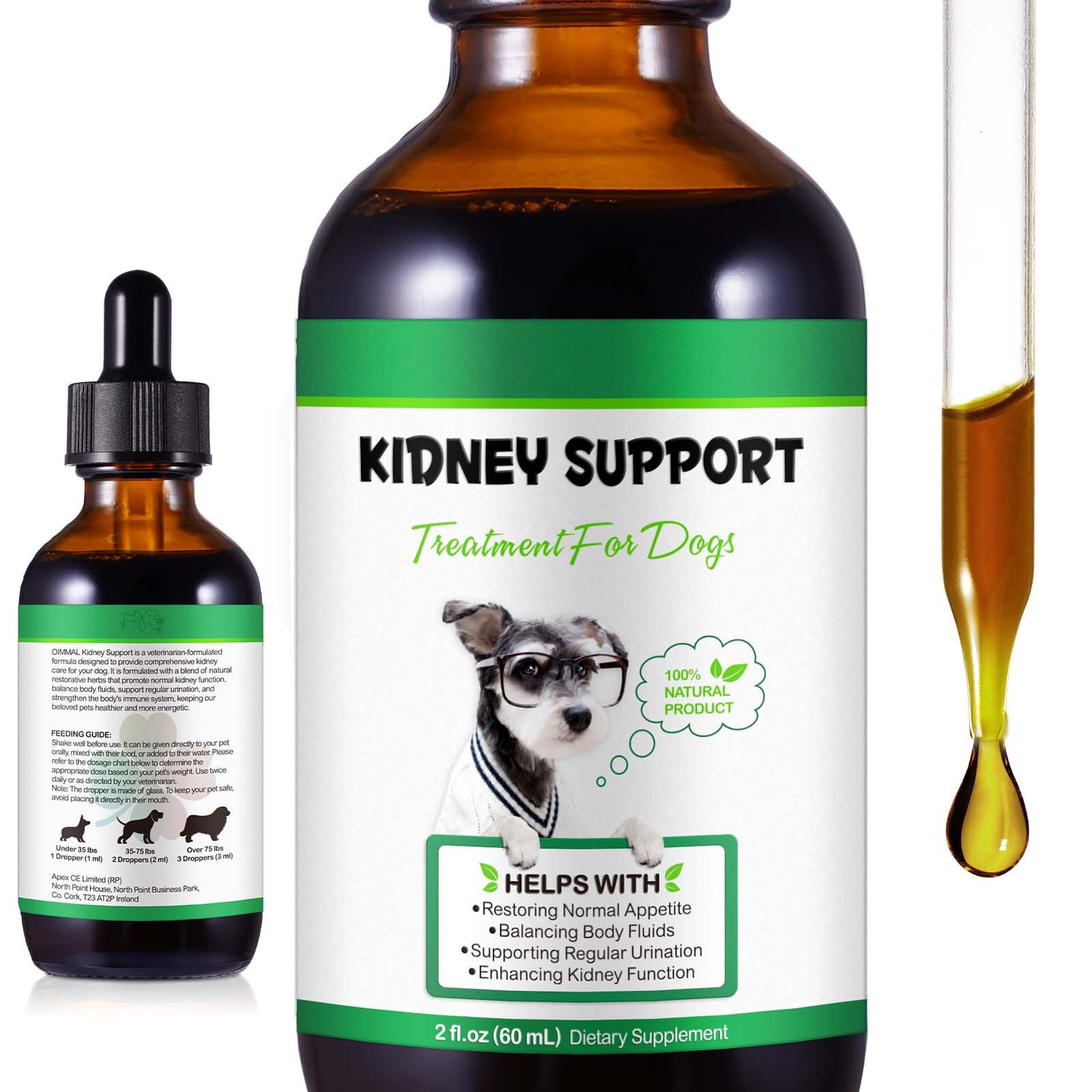 Uruses: flacon-soutien-rein-chien-bouteille 60 ml pour intégrer facilement la routine.
