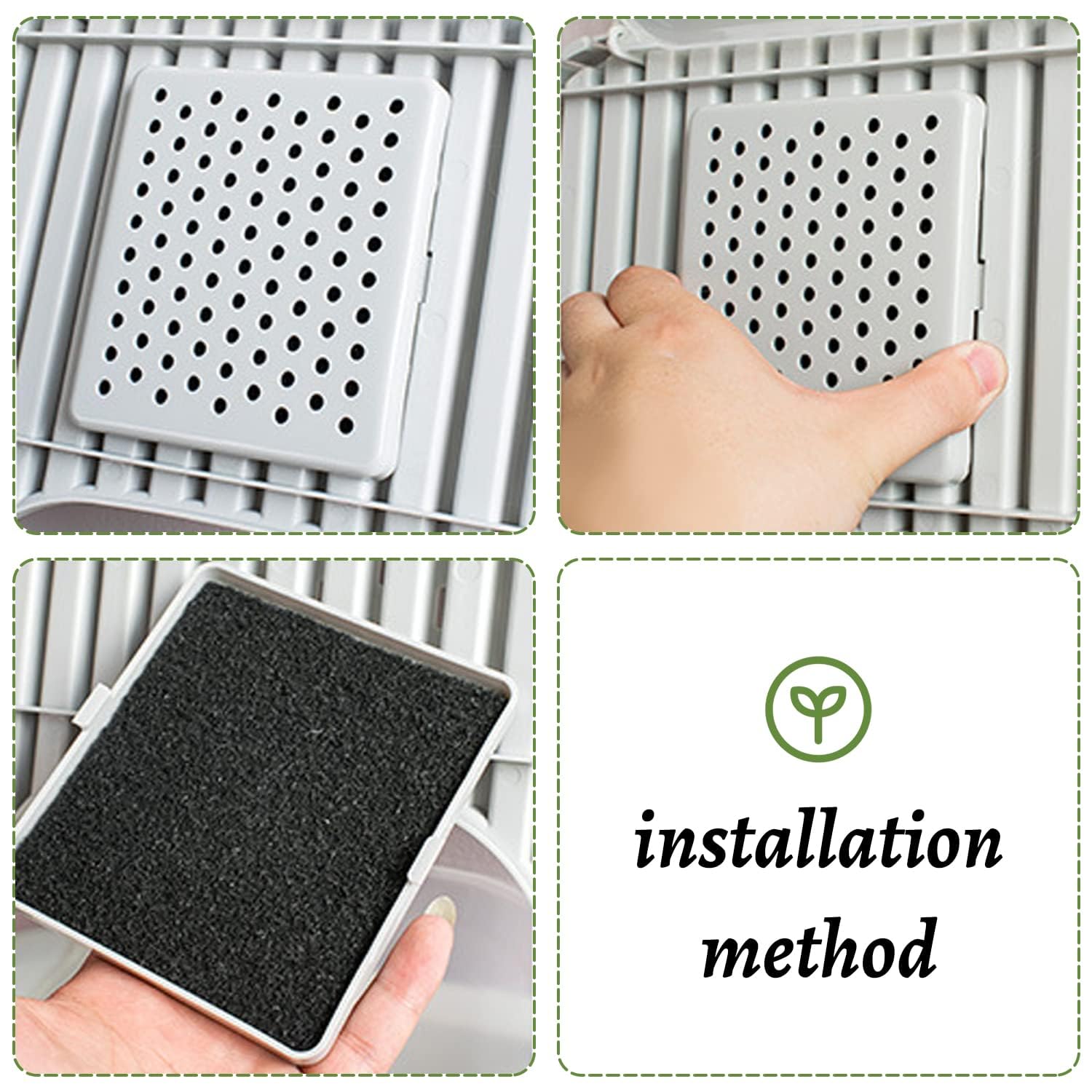 USEAMIE filtre charbon litière, épaisseur 1 cm optimise l’adsorption.