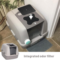Installation du filtre USEAMIE dans la litière Catit Hooded.