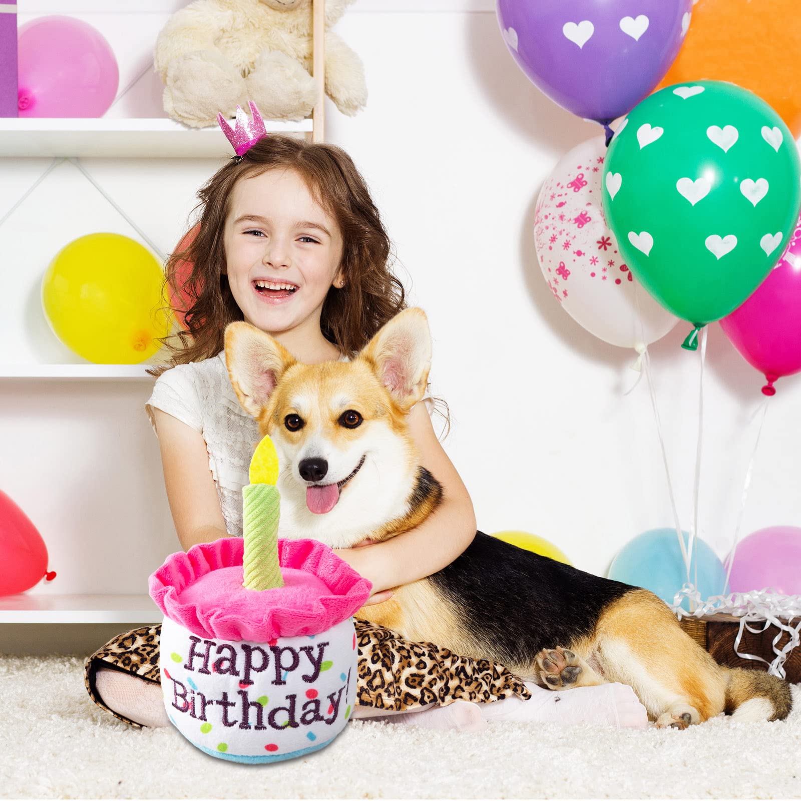 Ushang Pet gâteau-anniversaire-chien: design rose et bougie violette pour ambiance festive.