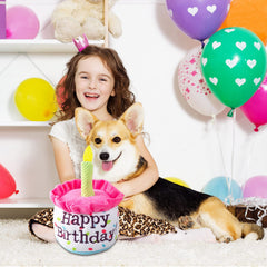 Ushang Pet gâteau-anniversaire-chien: design rose et bougie violette pour ambiance festive.