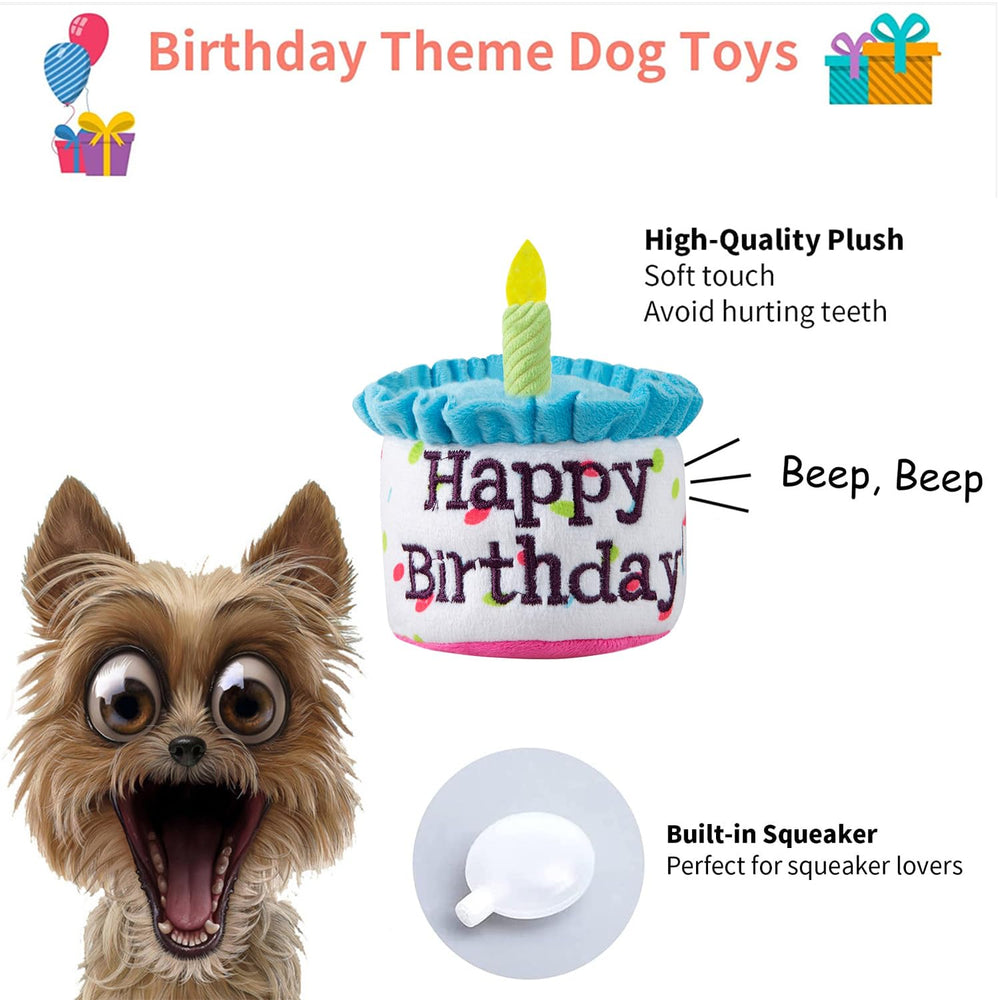 Jouet Ushang Pet gâteau bleu, parfait pour anniversaires canins et jeux.