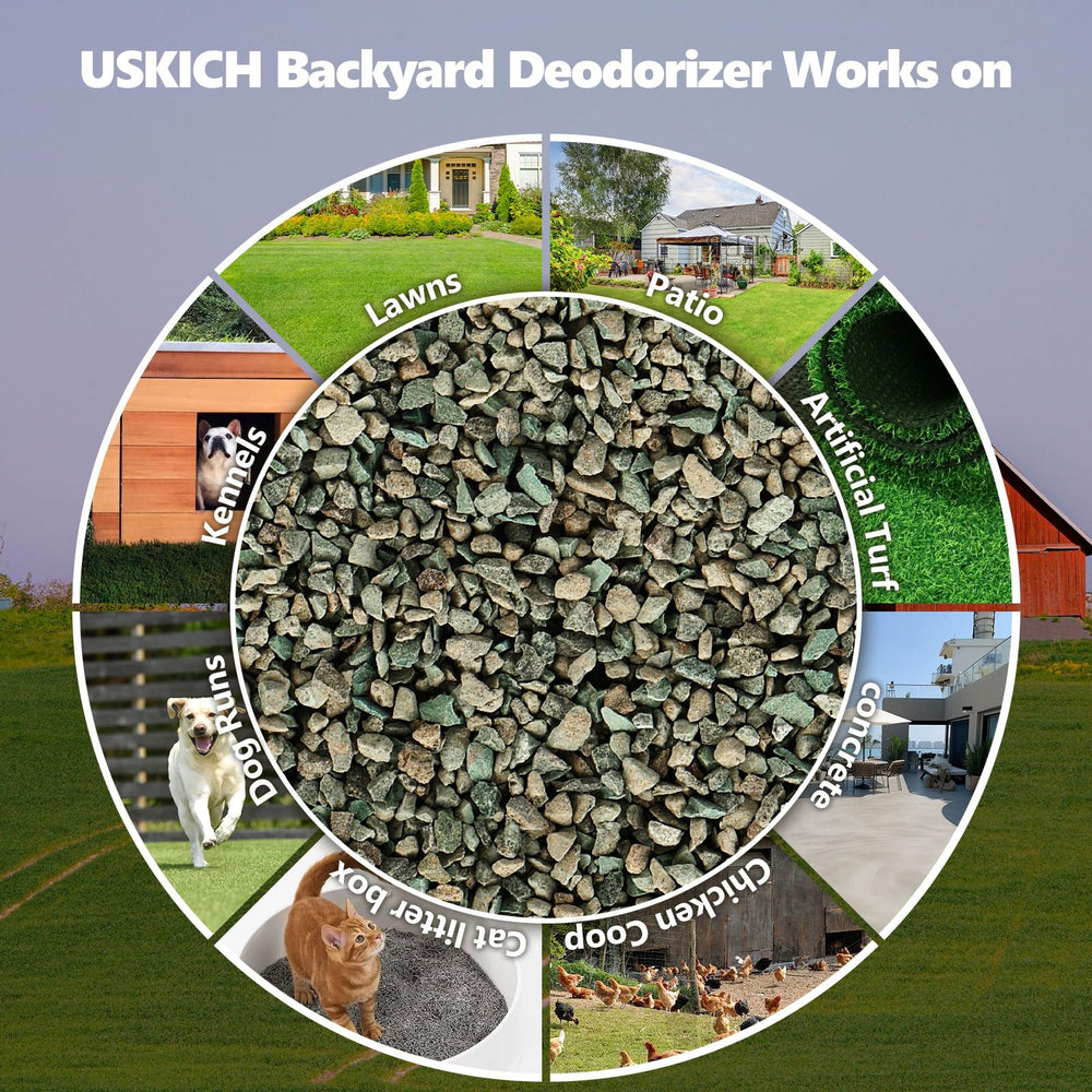 USKICH Backyard Deodorizer contrôle l’odeur sur pelouse et patios.