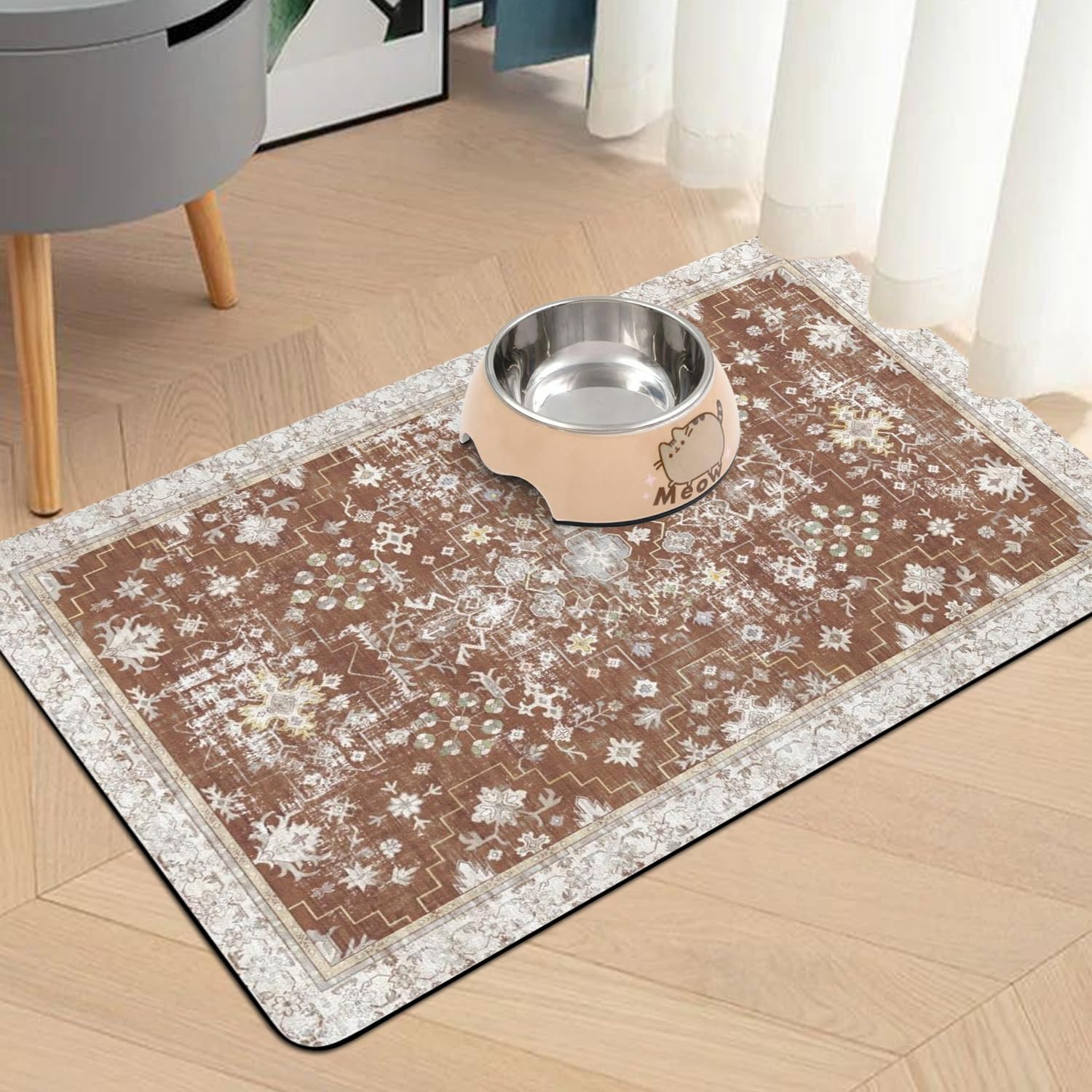 Usnfhcaw tapis alimentaire chat absorbant sécurise l’espace repas
