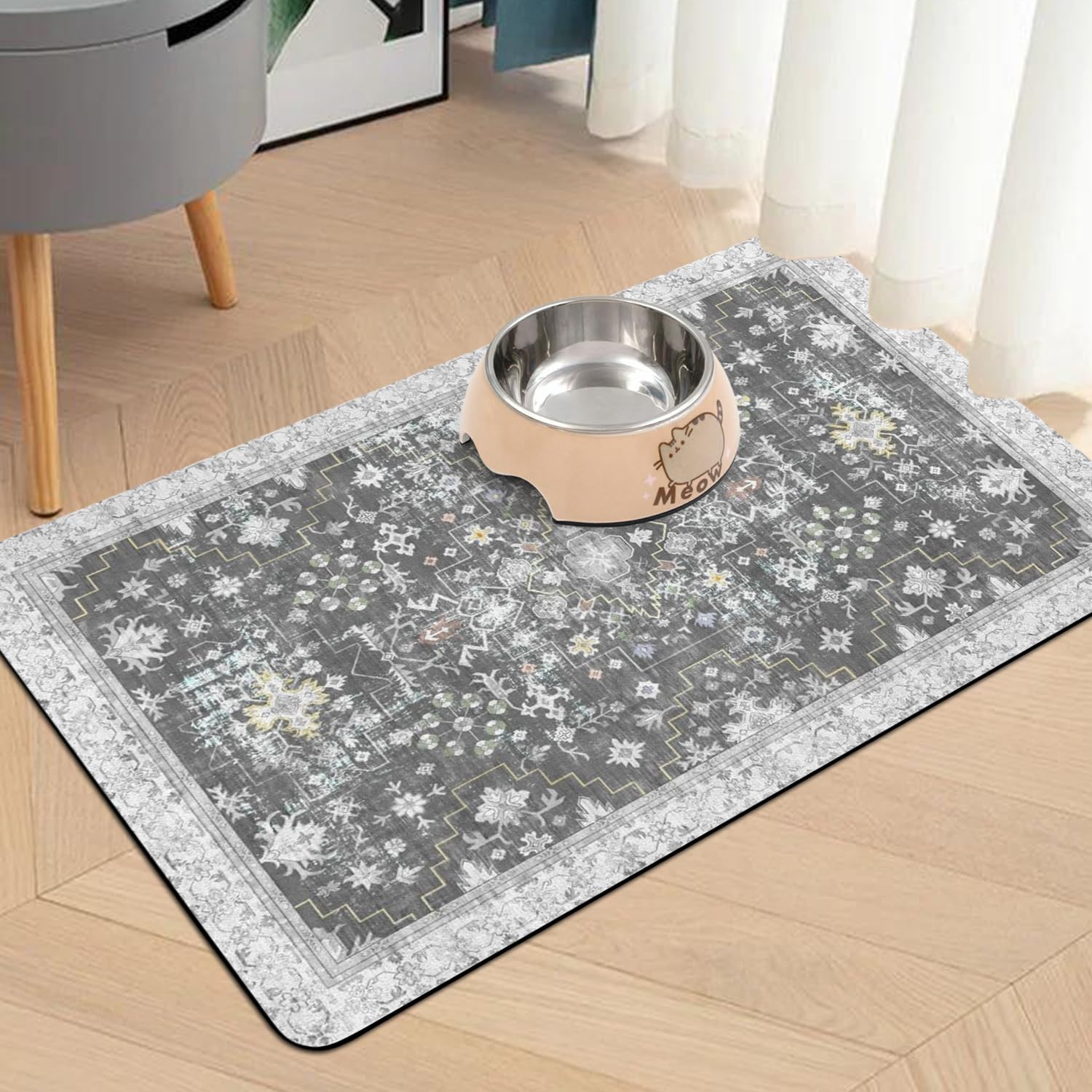 Usnfhcaw tapis-nourriture-chien-antiglisse: reste en place pendant les repas.