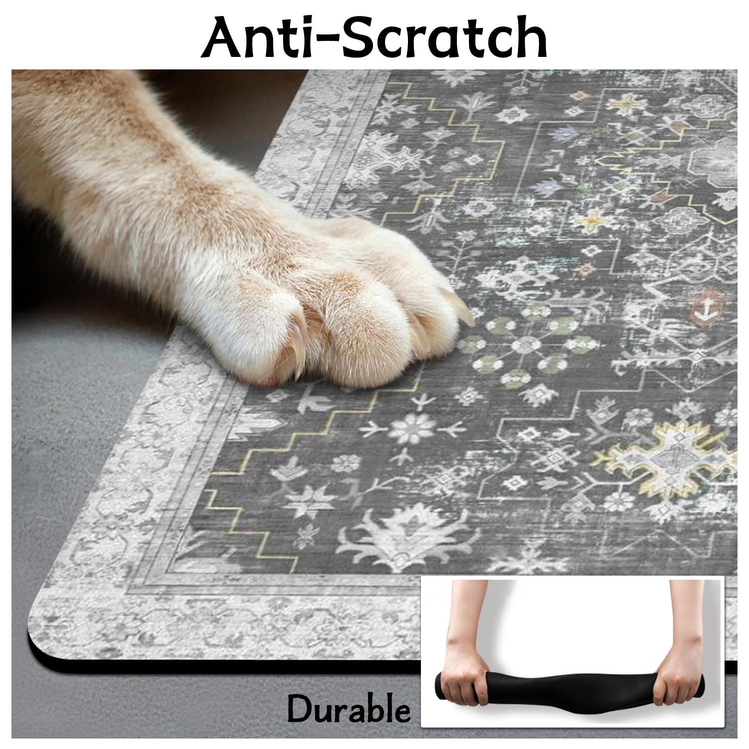 Usnfhcaw tapis-nourriture-chien-design-decoratif: s’intègre joliment sans encombrer l’espace repas.
