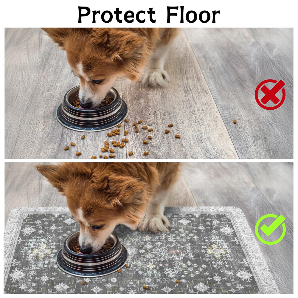 Usnfhcaw tapis-nourriture-chien-protection-sols-etanche: protège le sol des déversements.