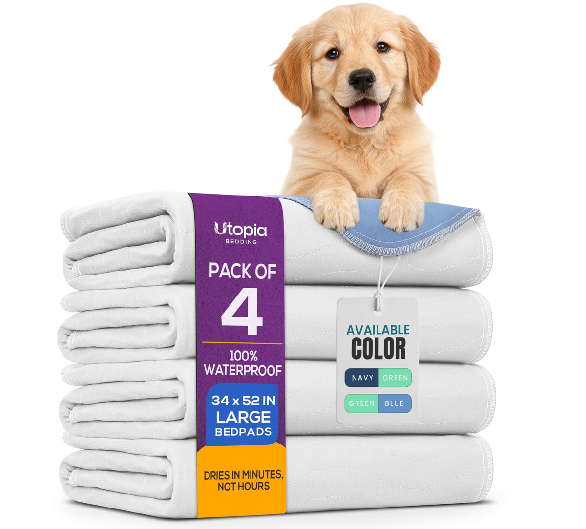 Utopia Bedding lot4 tapis lavables pour chiens 34x52, pratique et réutilisable.