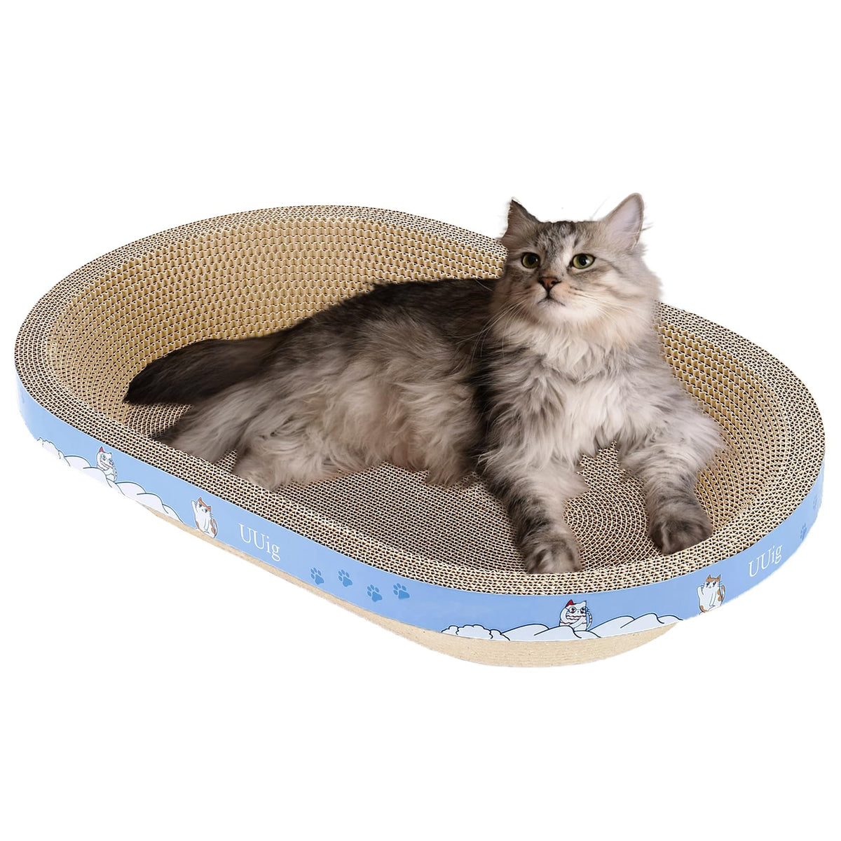 UUig grattoir-chat-carton grand lit oval pour griffes et repos.