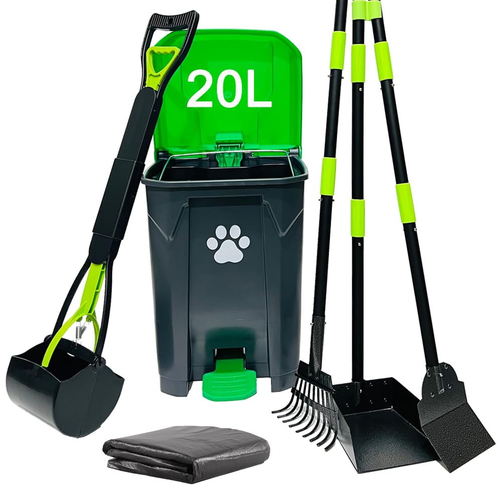 Poubelle extérieure UUIXXYG 20L avec pédale pour ramasser sans toucher le couvercle.