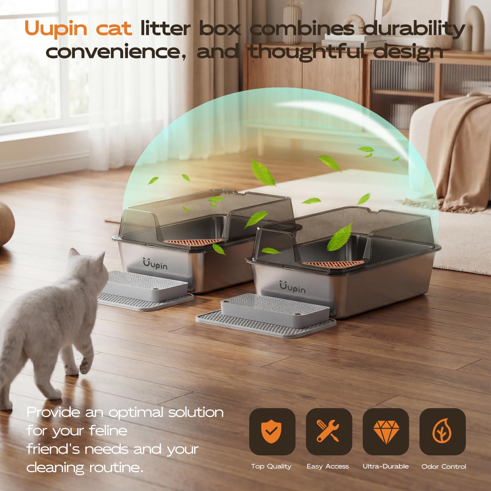Base en acier inoxydable Uupin, durable et hygiénique pour un entretien facile.