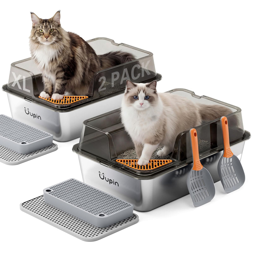 Boîte à litière Uupin XL ensemble double, espace généreux pour plusieurs chats.
