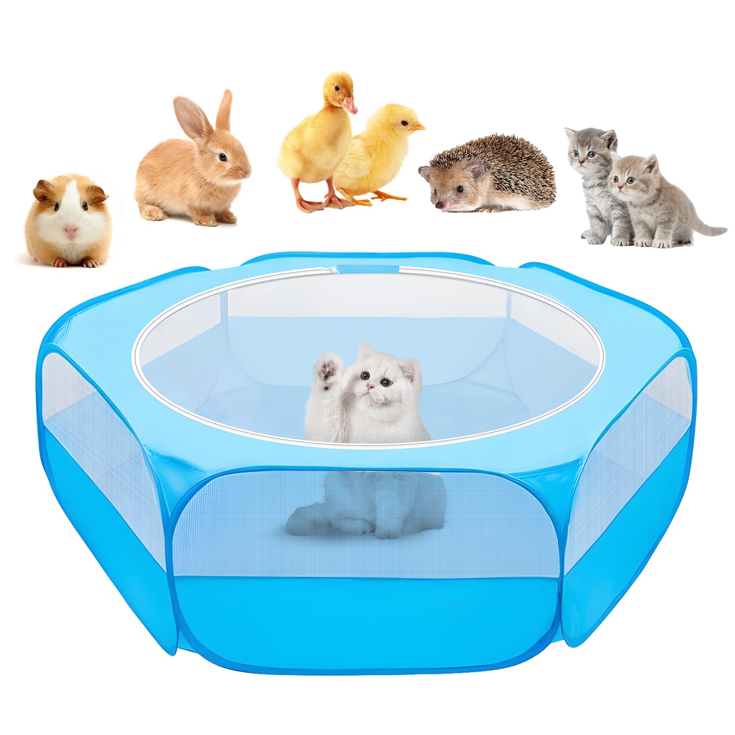Parc UWE bleu avec couverture, parfait pour jeux et repos.