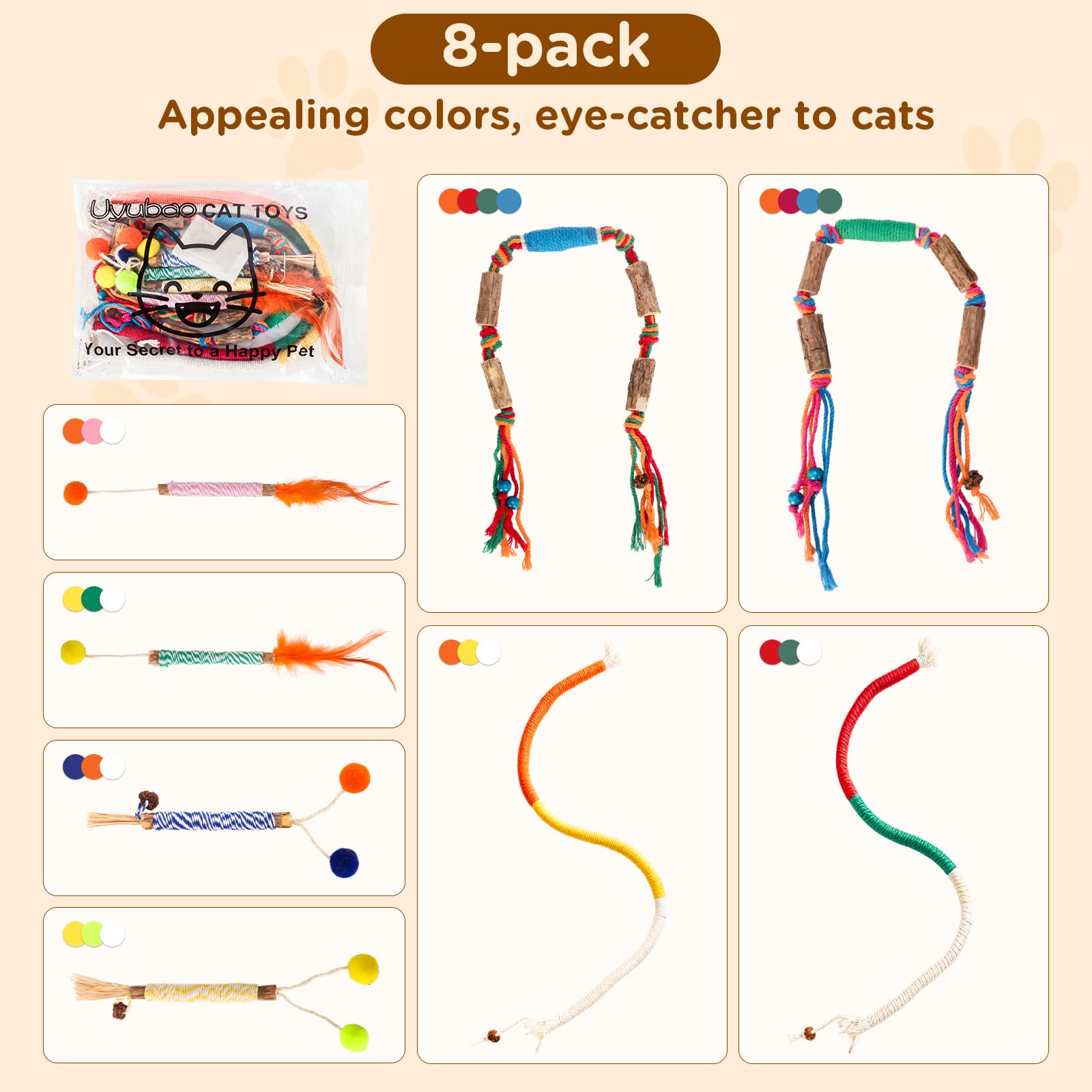 Kit 8 pièces Uyubao, ensemble varié pour stimulation quotidienne.