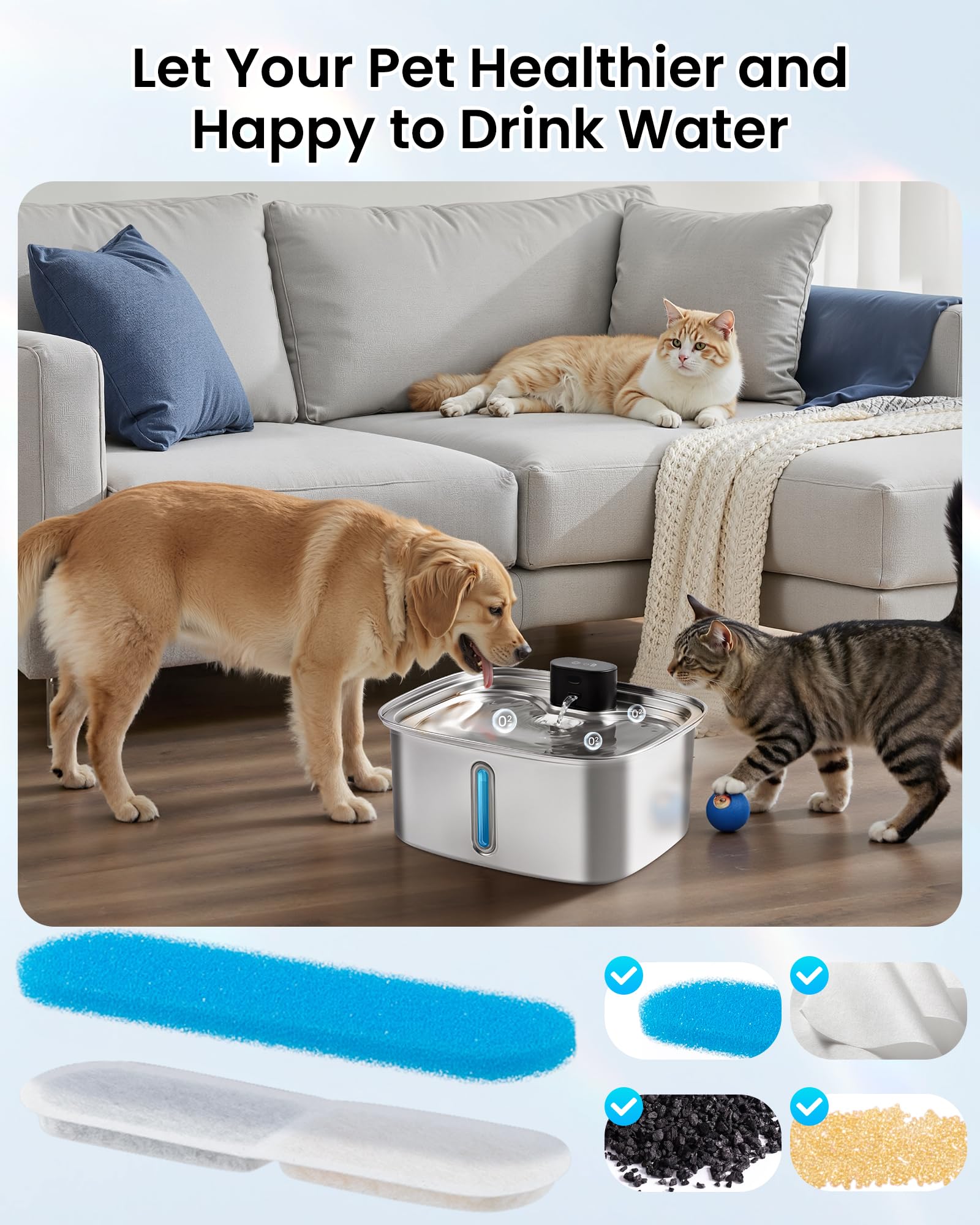 Vacqueen 8 filtres inclus pour eau propre au quotidien.