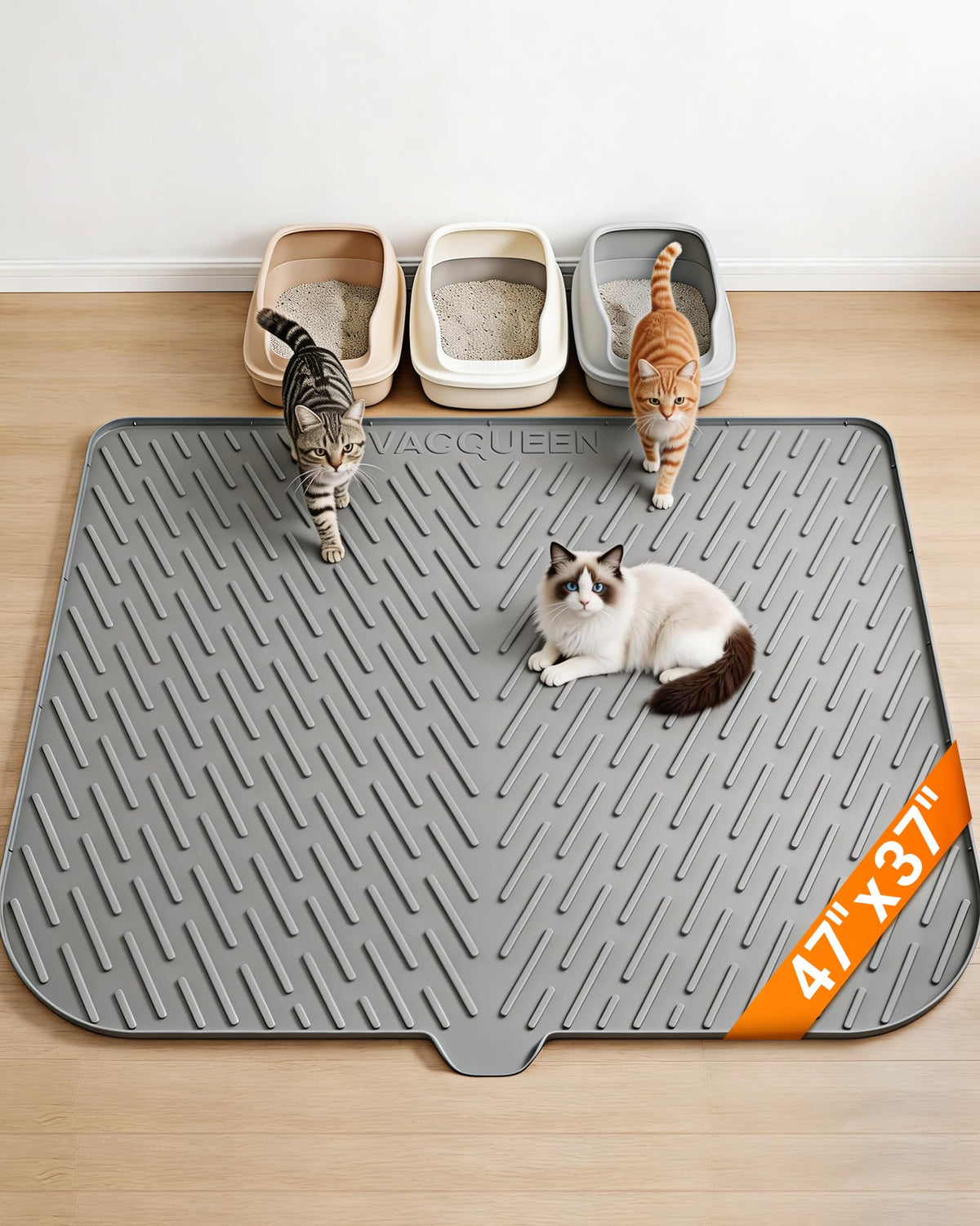 Vacqueen tapis litière très grand 47x37, grand espace pour plusieurs chats.