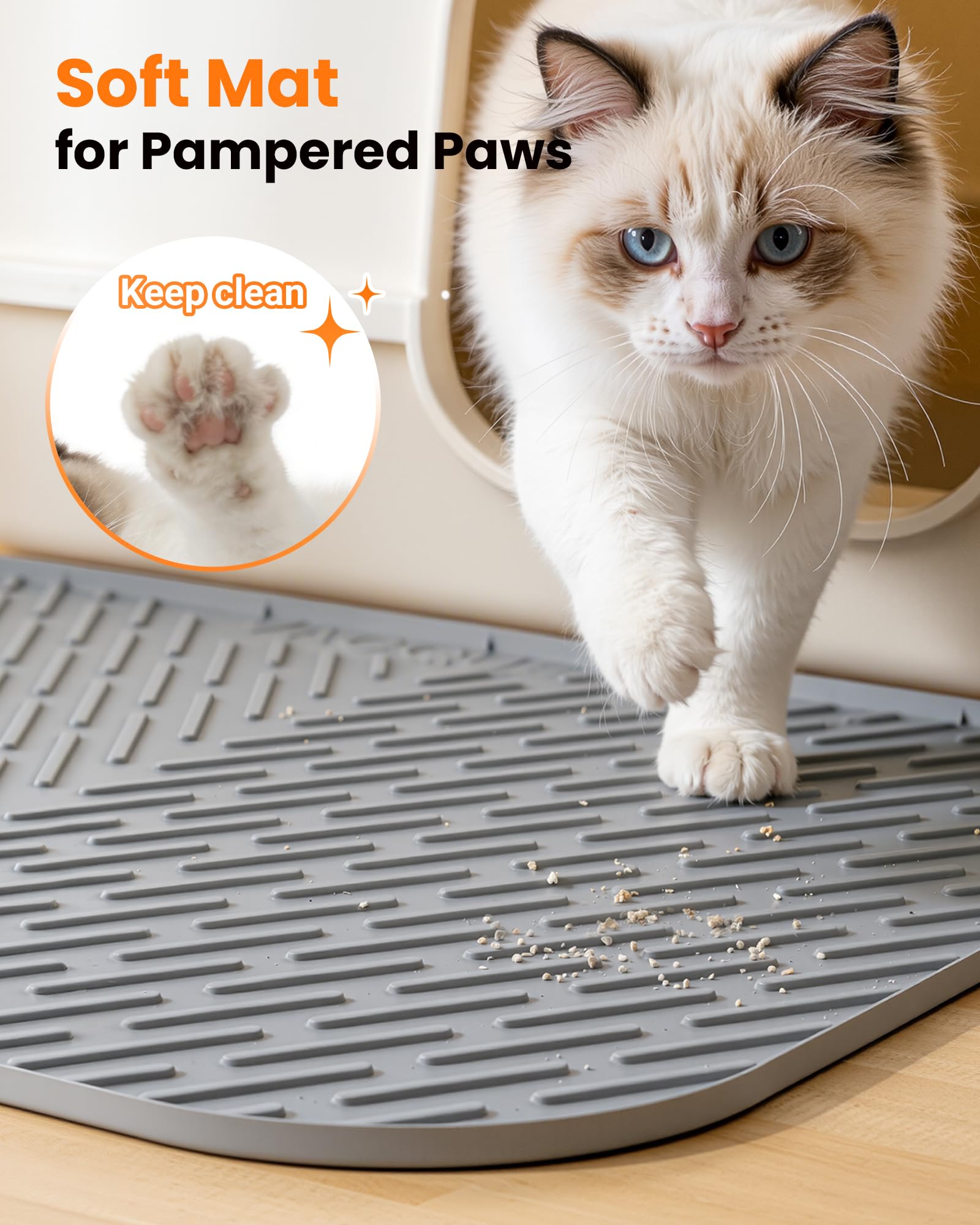 Vacqueen tapis-trappage-litiere en grooves retient les grains.