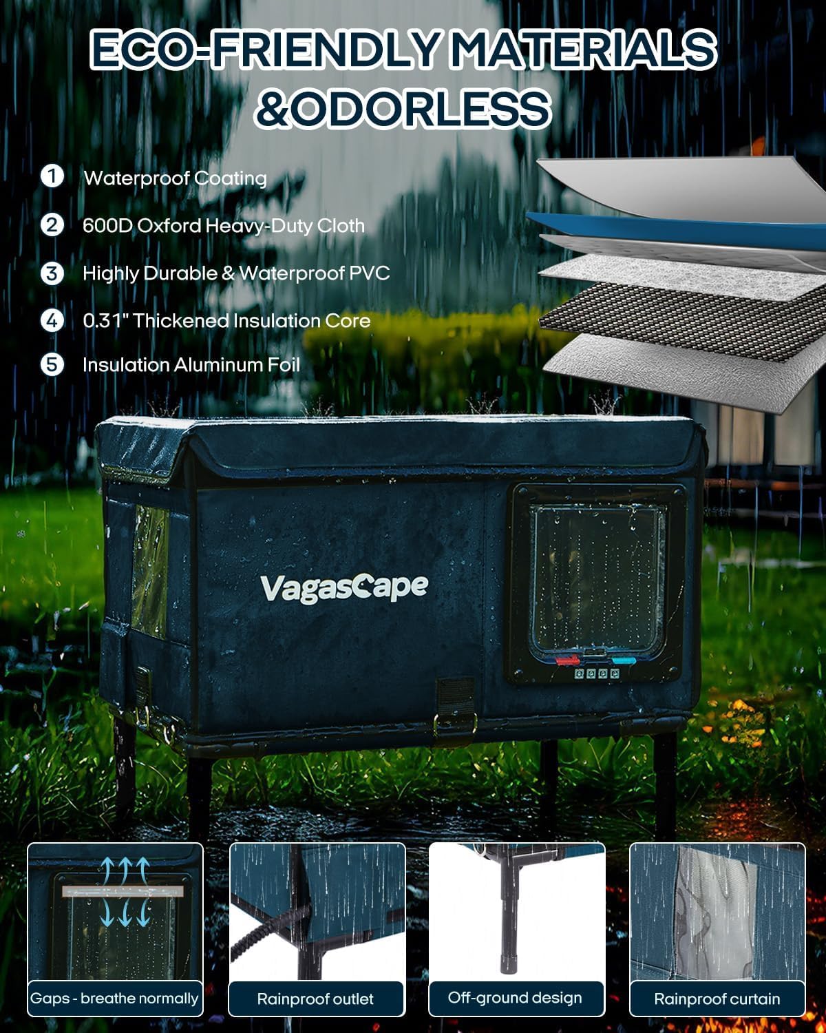 Vagascape bande anti-vent étanche garantit un abri confortable sous pluie