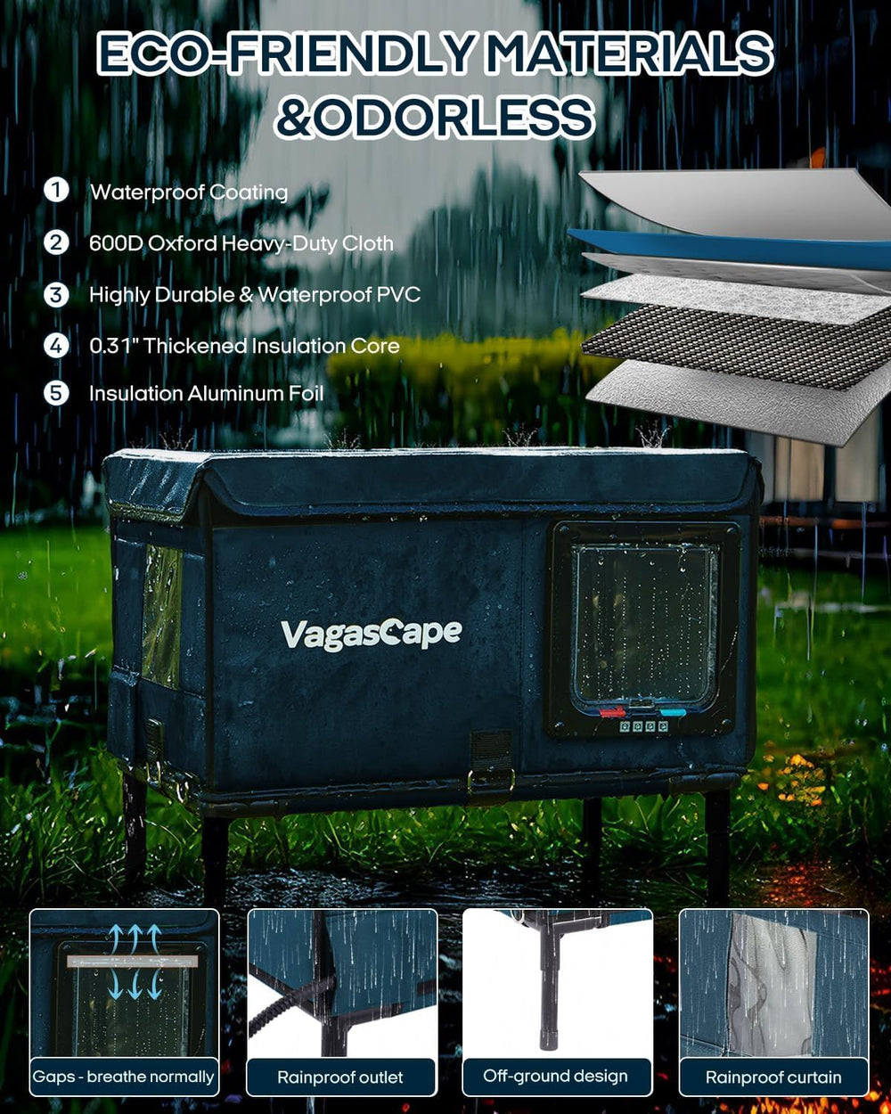 Vagascape bande anti-vent étanche garantit un abri confortable sous pluie
